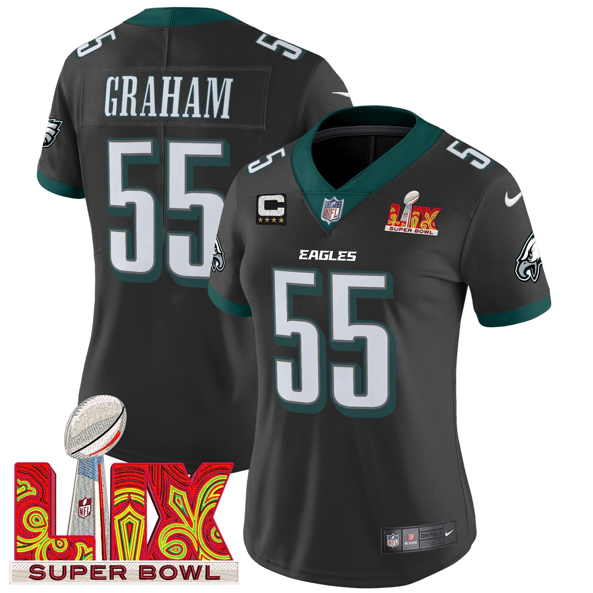 Camisa NFL Women’s Philadelphia Super Bowl LIX Patch Vapor Limited Jersey