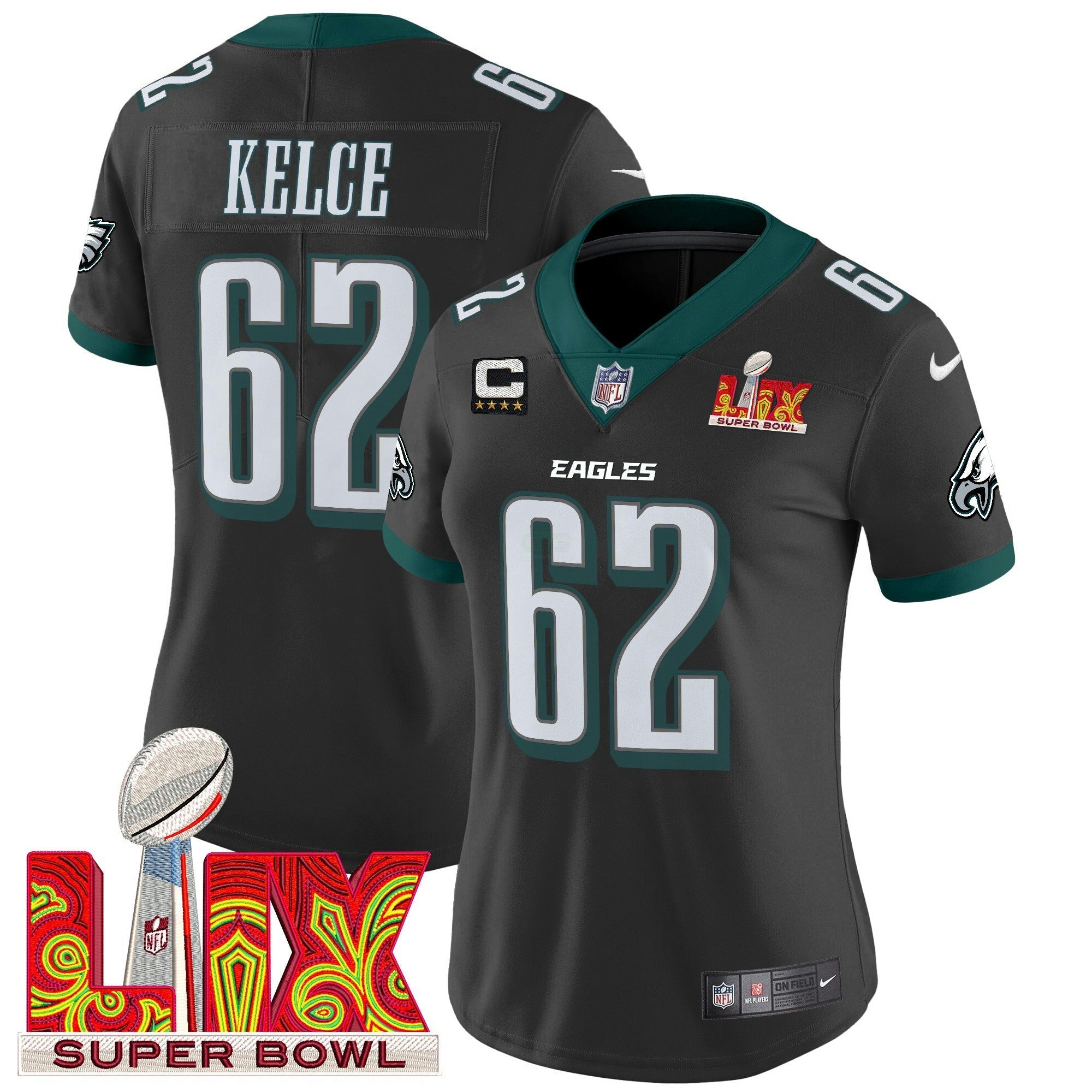 Camisa NFL Women’s Philadelphia Super Bowl LIX Patch Vapor Limited Jersey