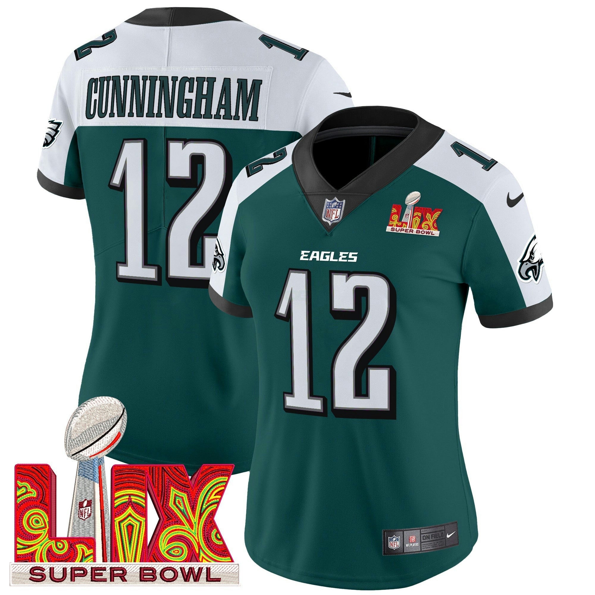 Camisa NFL Women’s Philadelphia Super Bowl LIX Patch Vapor Limited Jersey