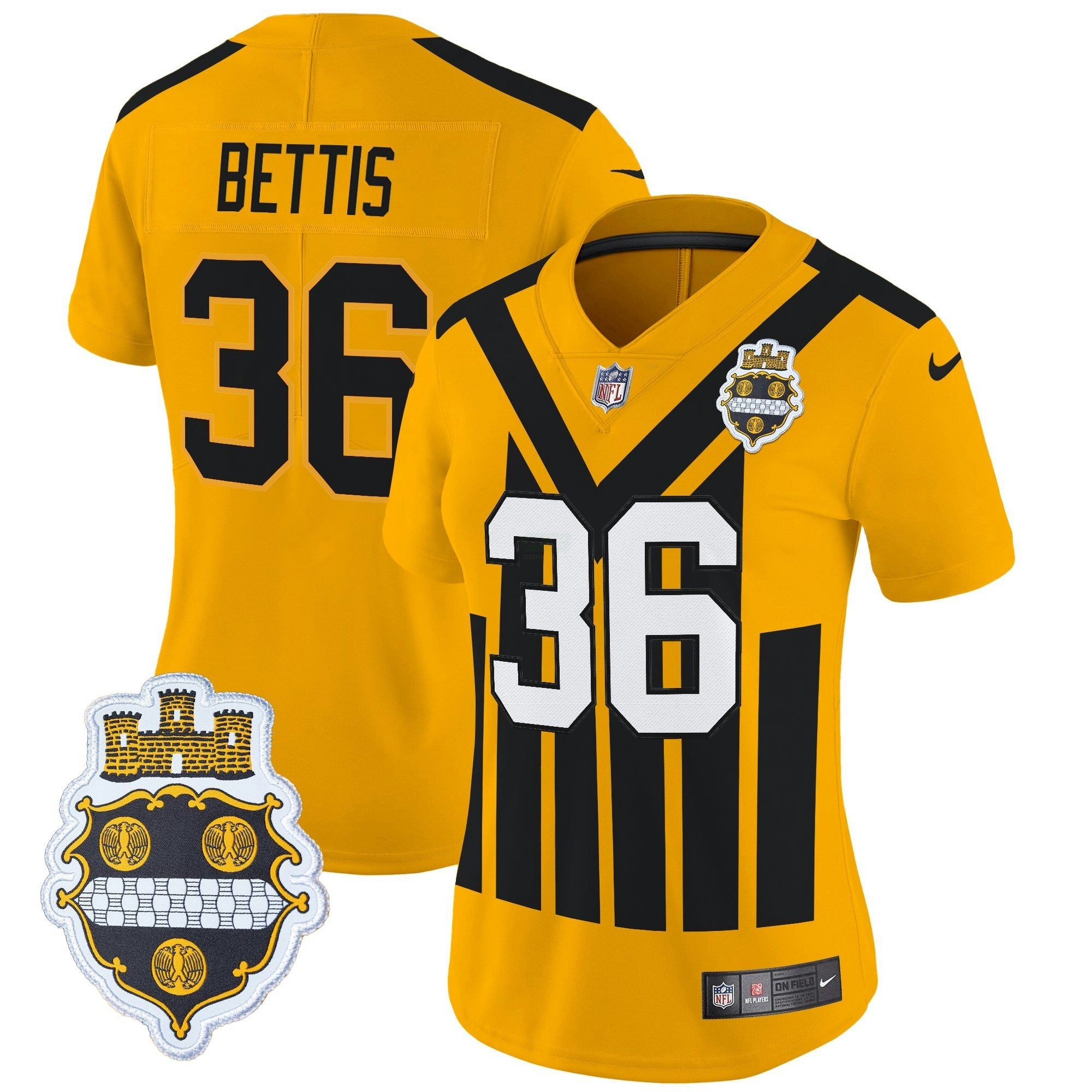 Camisa NFL Women’s Pittsburgh 1933 Patch Throwback Vapor Limited Jersey - Dourada
