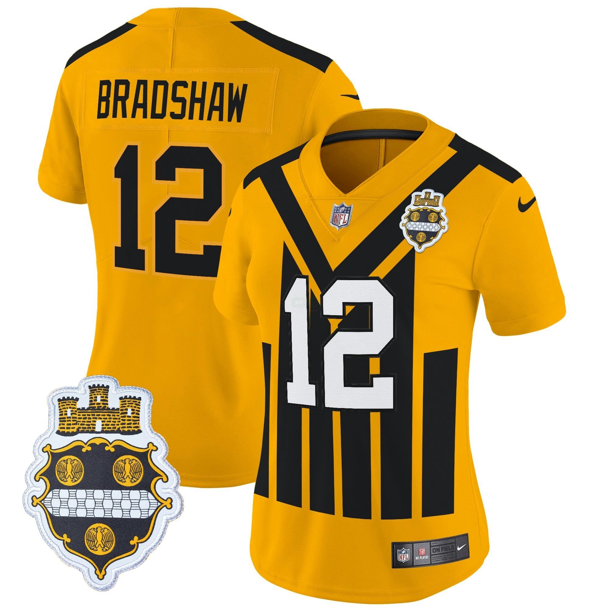 Camisa NFL Women’s Pittsburgh 1933 Patch Throwback Vapor Limited Jersey - Dourada