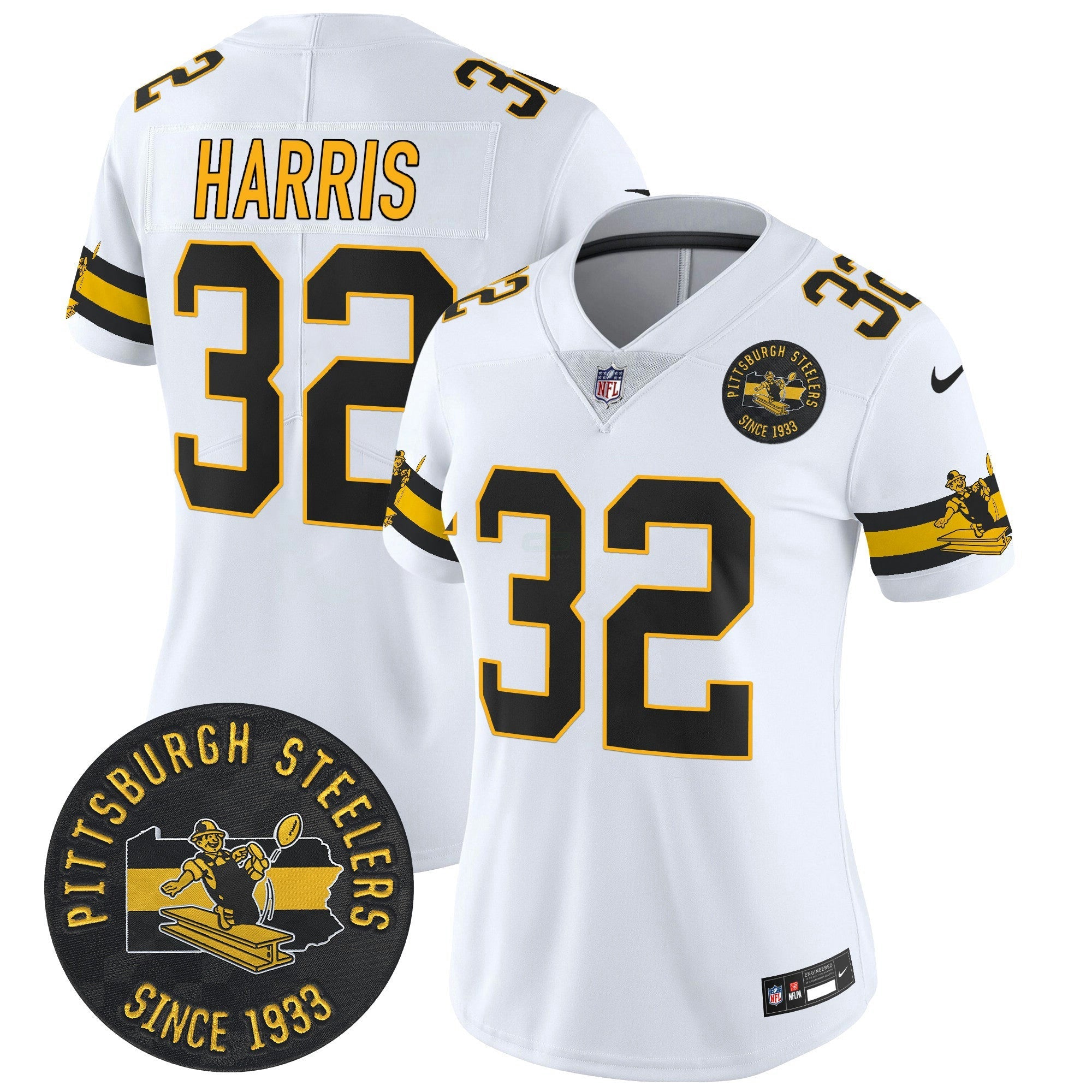 Camisa NFL Women’s Pittsburgh Throwback 1933 Patch Vapor Limited Jersey