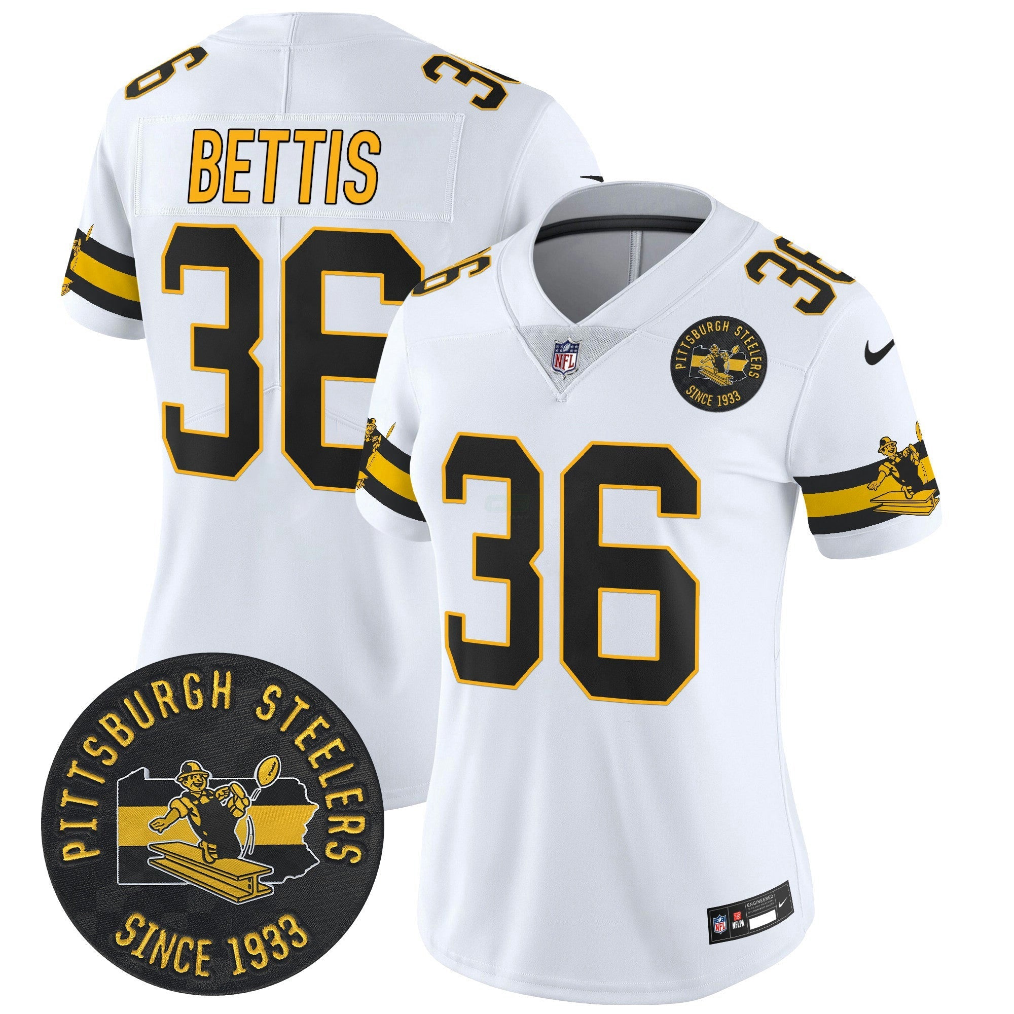 Camisa NFL Women’s Pittsburgh Throwback 1933 Patch Vapor Limited Jersey