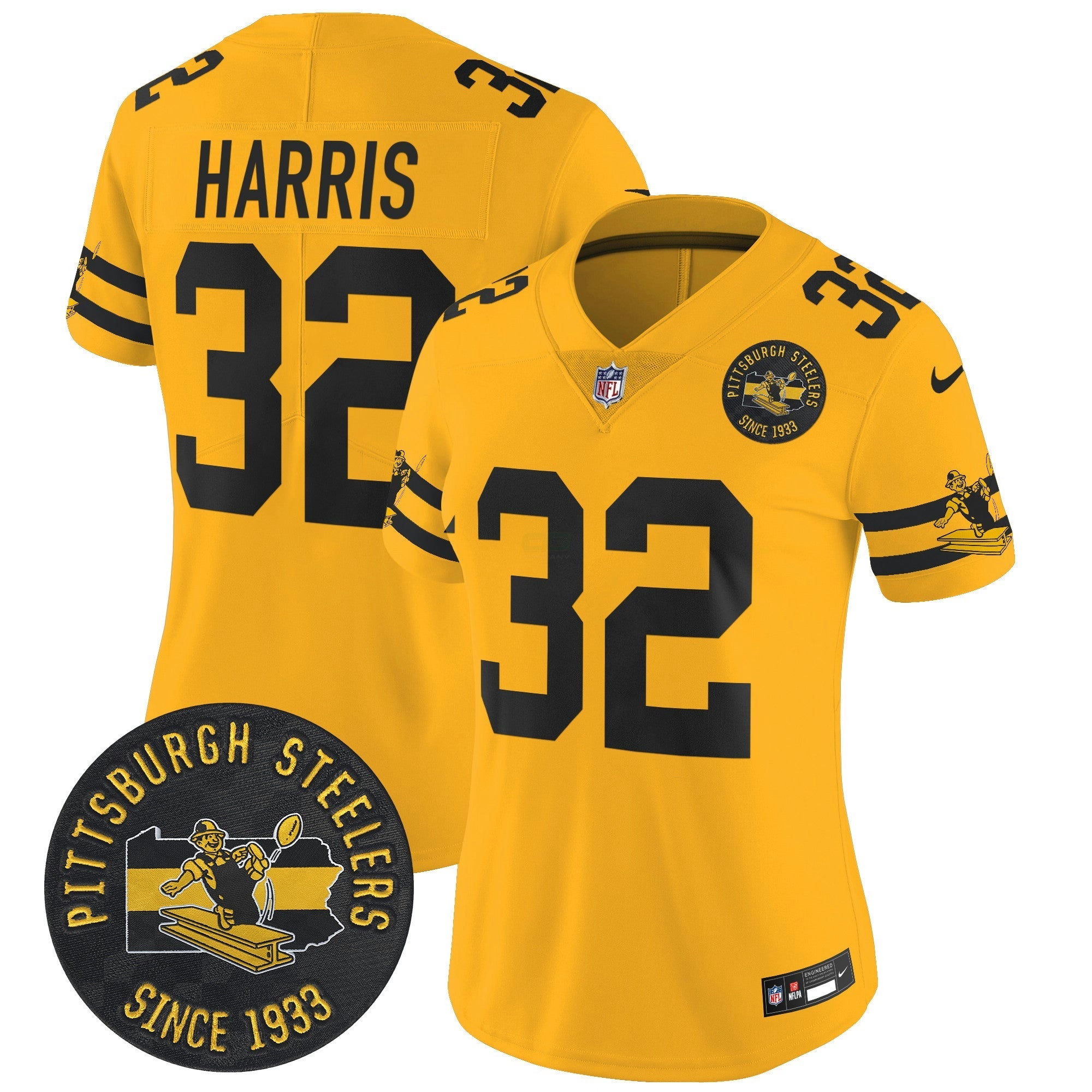 Camisa NFL Women’s Pittsburgh Throwback 1933 Patch Vapor Limited Jersey