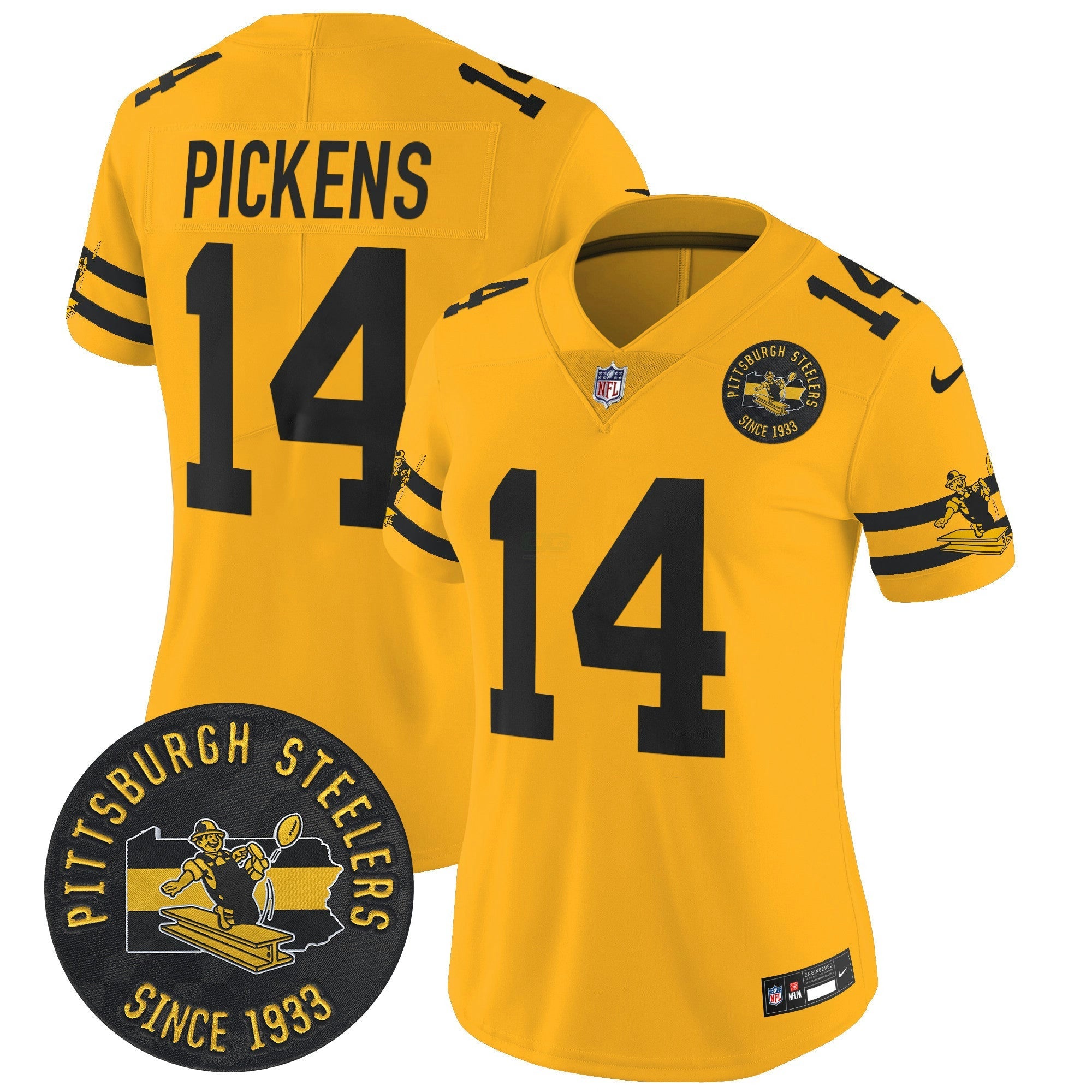 Camisa NFL Women’s Pittsburgh Throwback 1933 Patch Vapor Limited Jersey