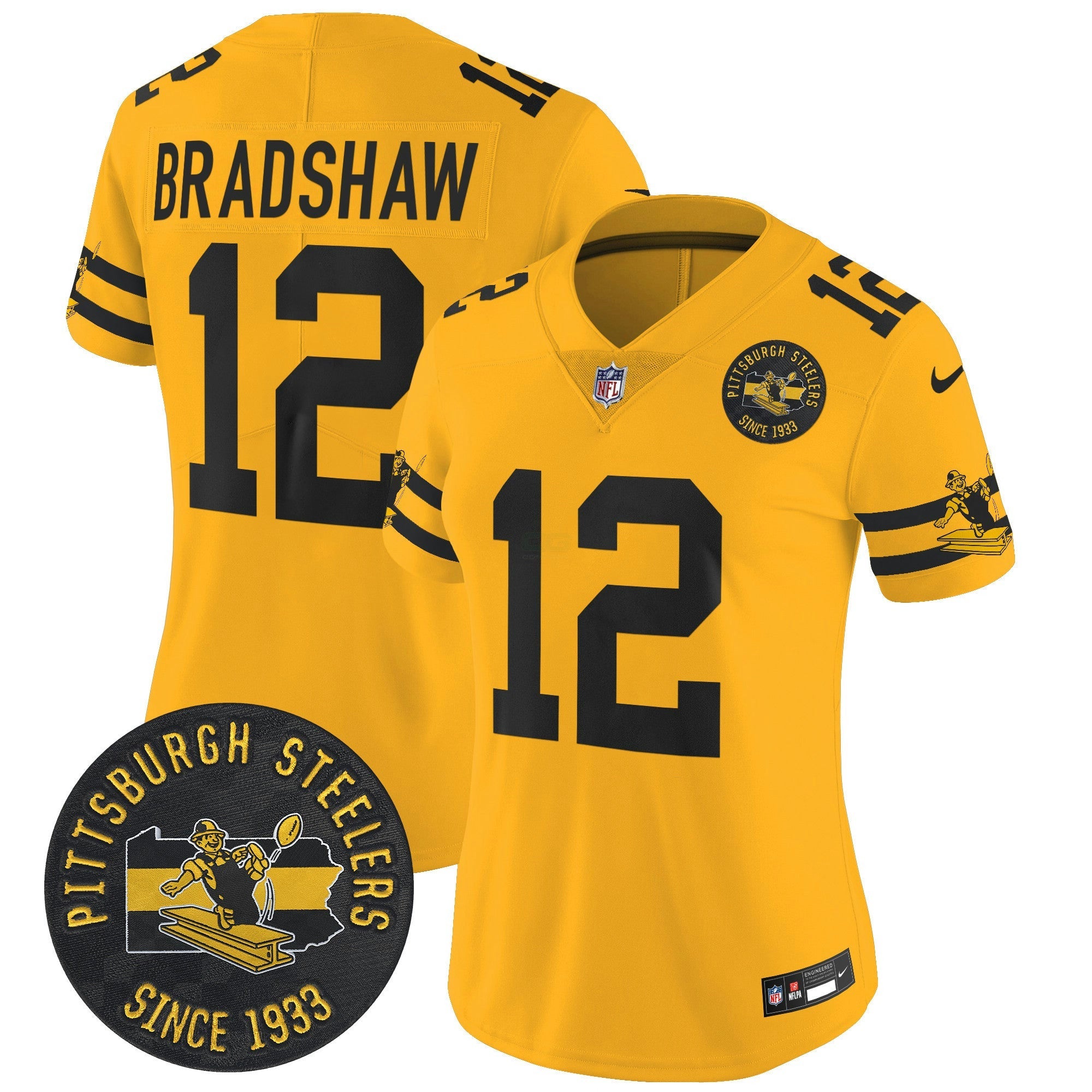 Camisa NFL Women’s Pittsburgh Throwback 1933 Patch Vapor Limited Jersey