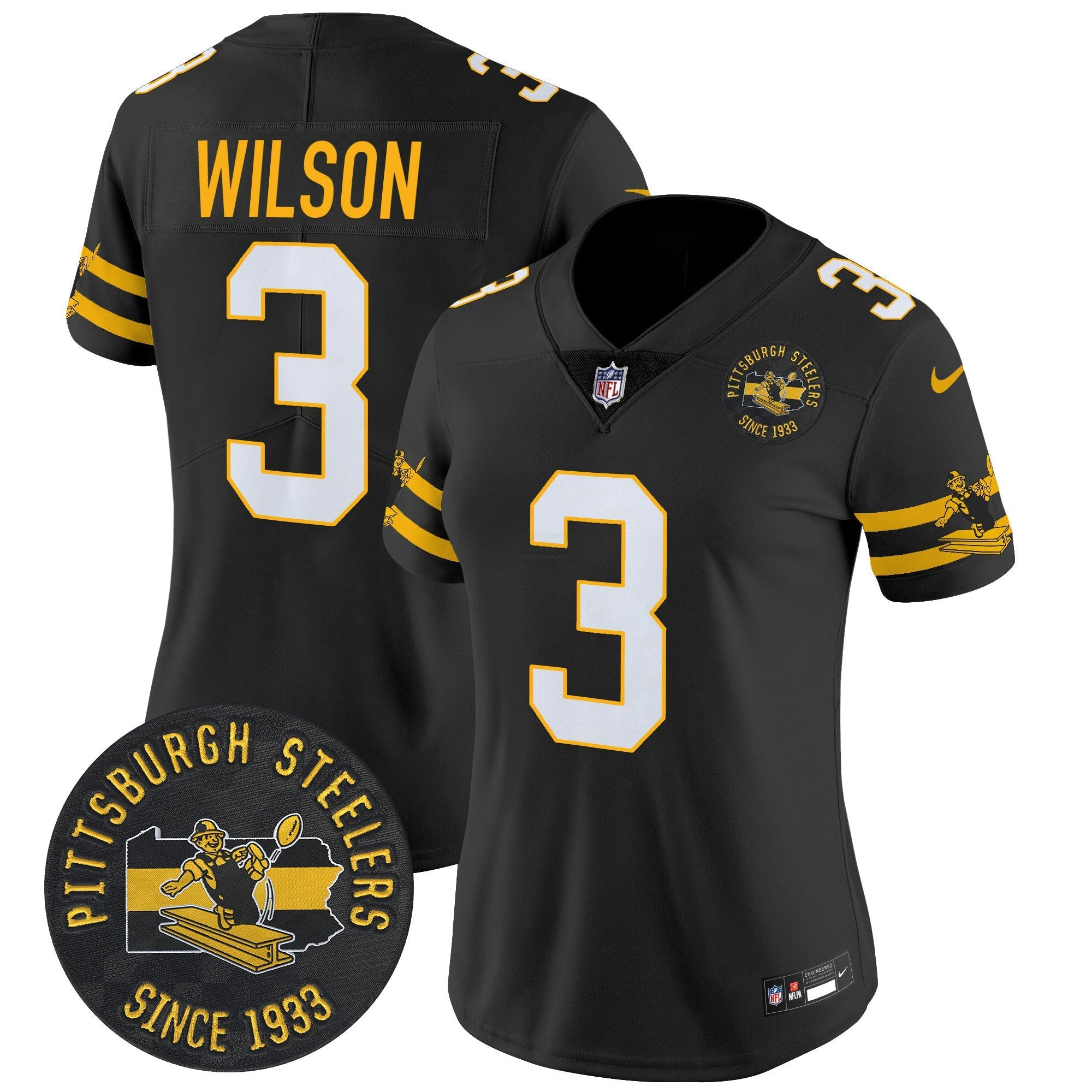 Camisa NFL Women’s Pittsburgh Throwback 1933 Patch Vapor Limited Jersey
