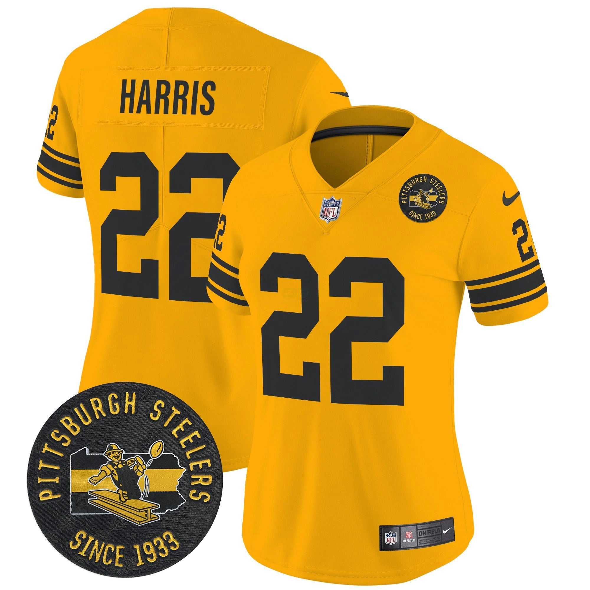 Camisa NFL Women’s Pittsburgh Throwback 1962 Vapor Limited Jersey – Est. 1933 Patch