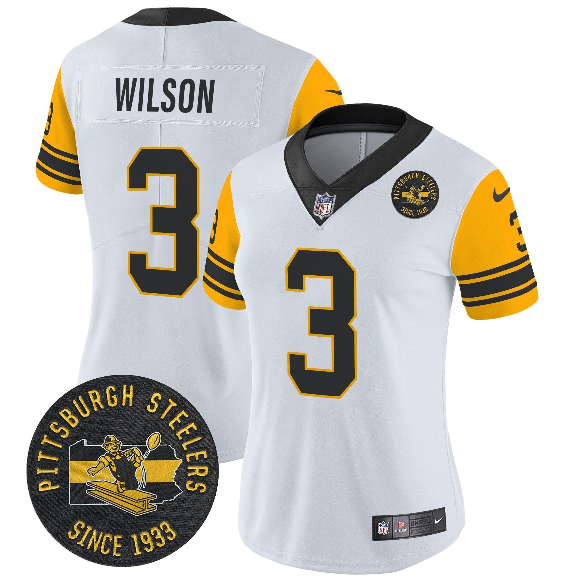 Camisa NFL Women’s Pittsburgh Throwback 1962 Vapor Limited Jersey – Est. 1933 Patch