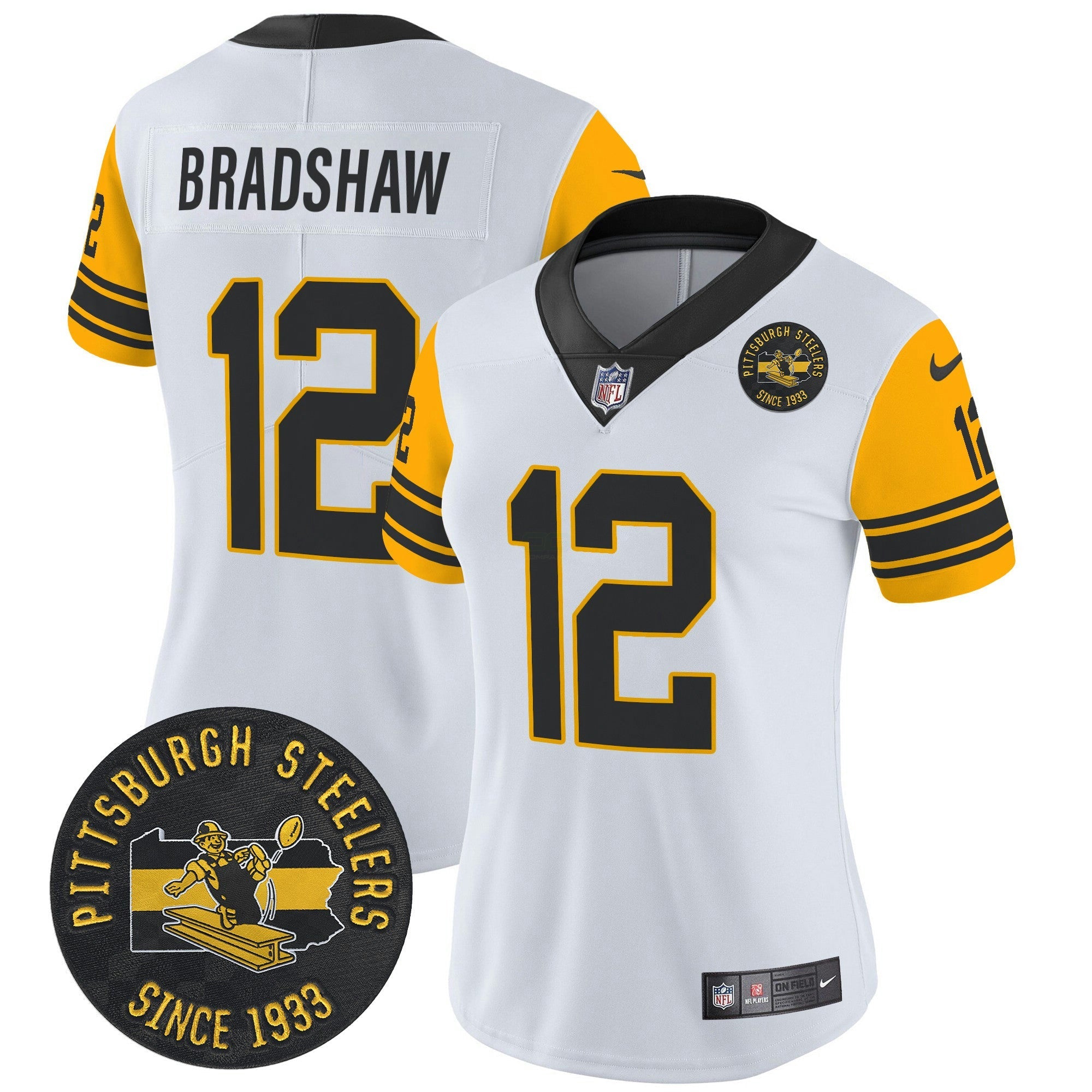 Camisa NFL Women’s Pittsburgh Throwback 1962 Vapor Limited Jersey – Est. 1933 Patch