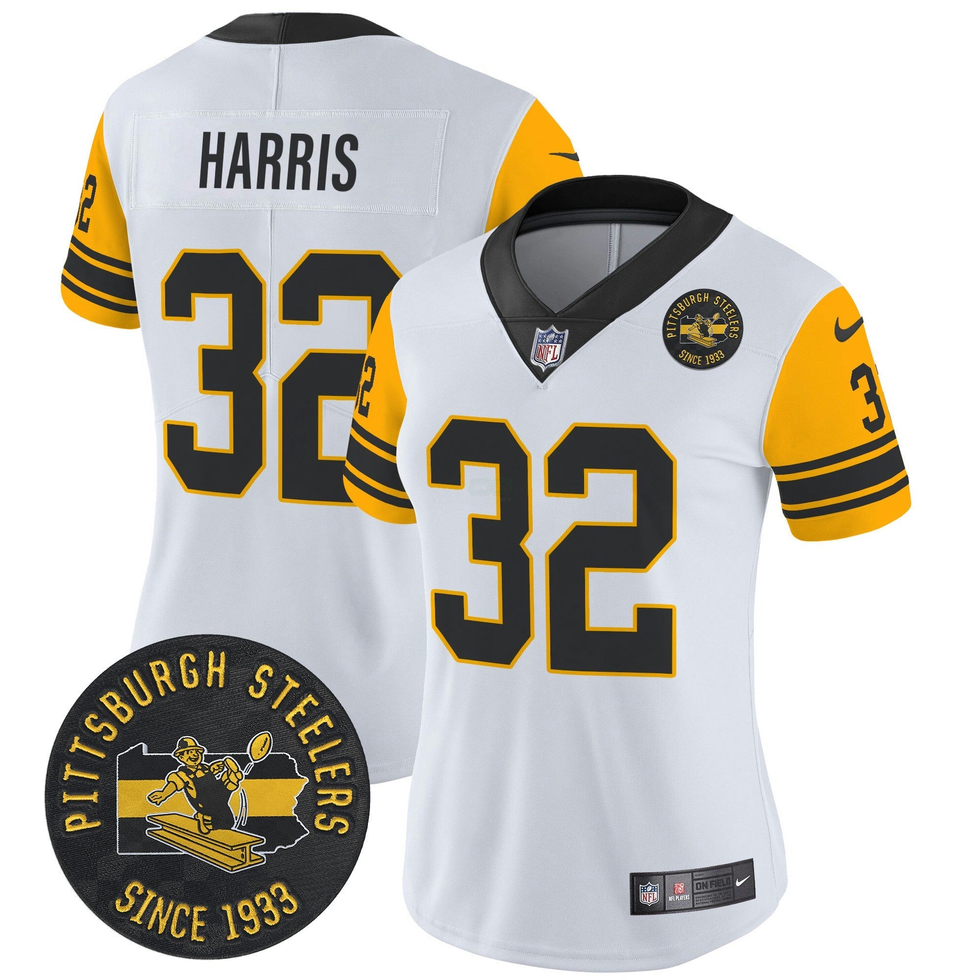Camisa NFL Women’s Pittsburgh Throwback 1962 Vapor Limited Jersey – Est. 1933 Patch