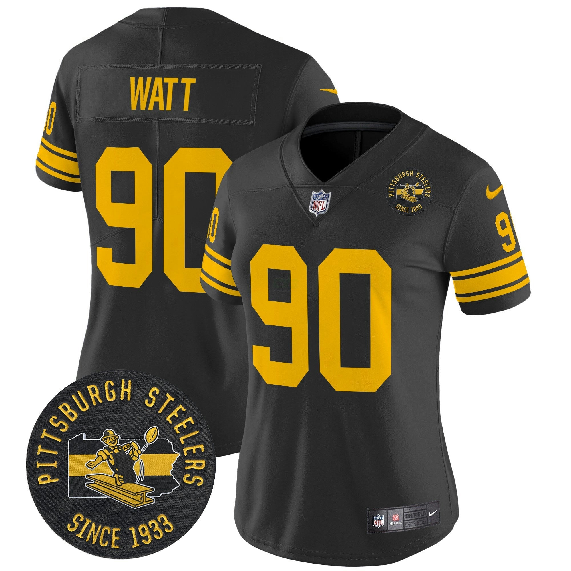 Camisa NFL Women’s Pittsburgh Throwback 1962 Vapor Limited Jersey – Est. 1933 Patch