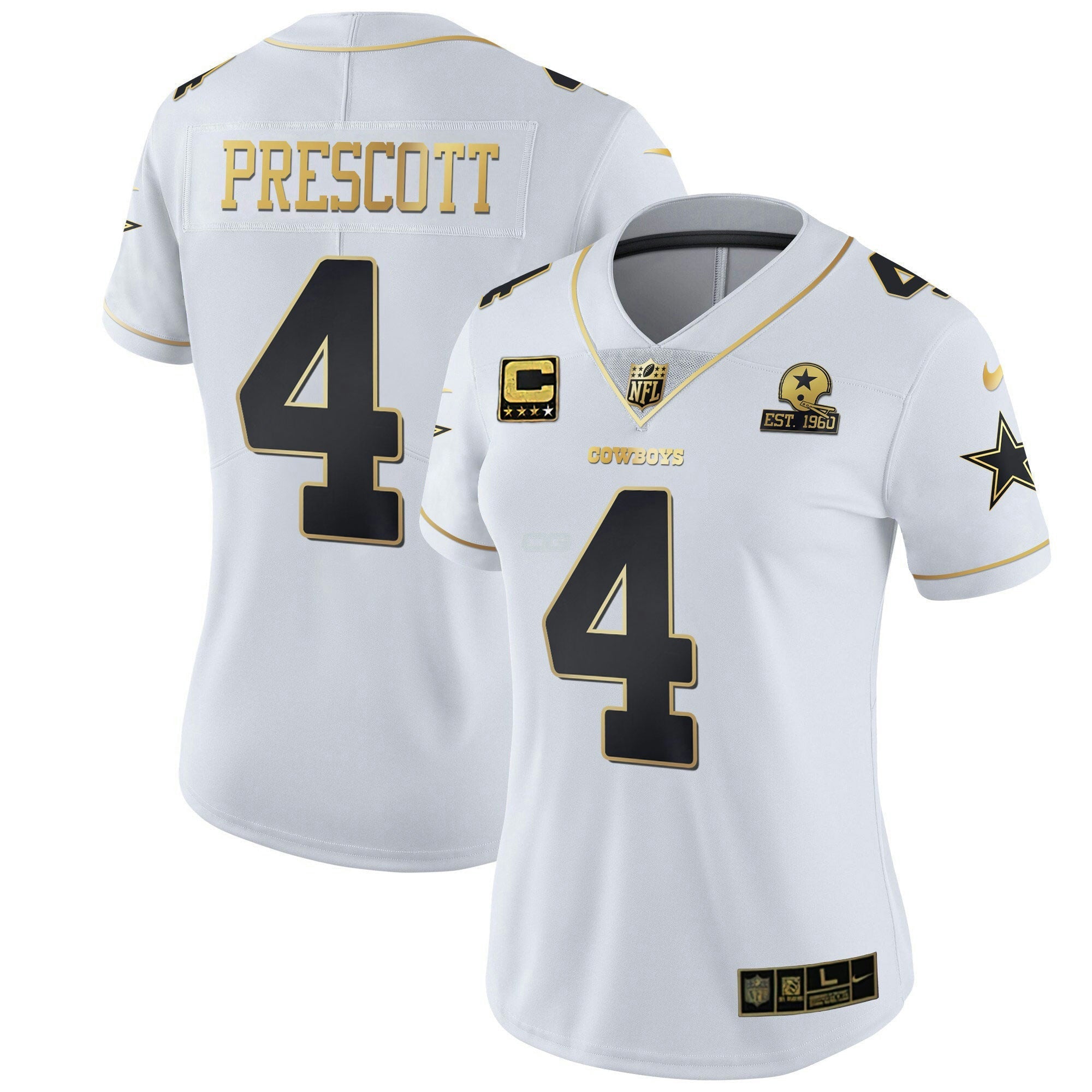 Camisa NFL Women’s Preta Dourada & Branca Dourada