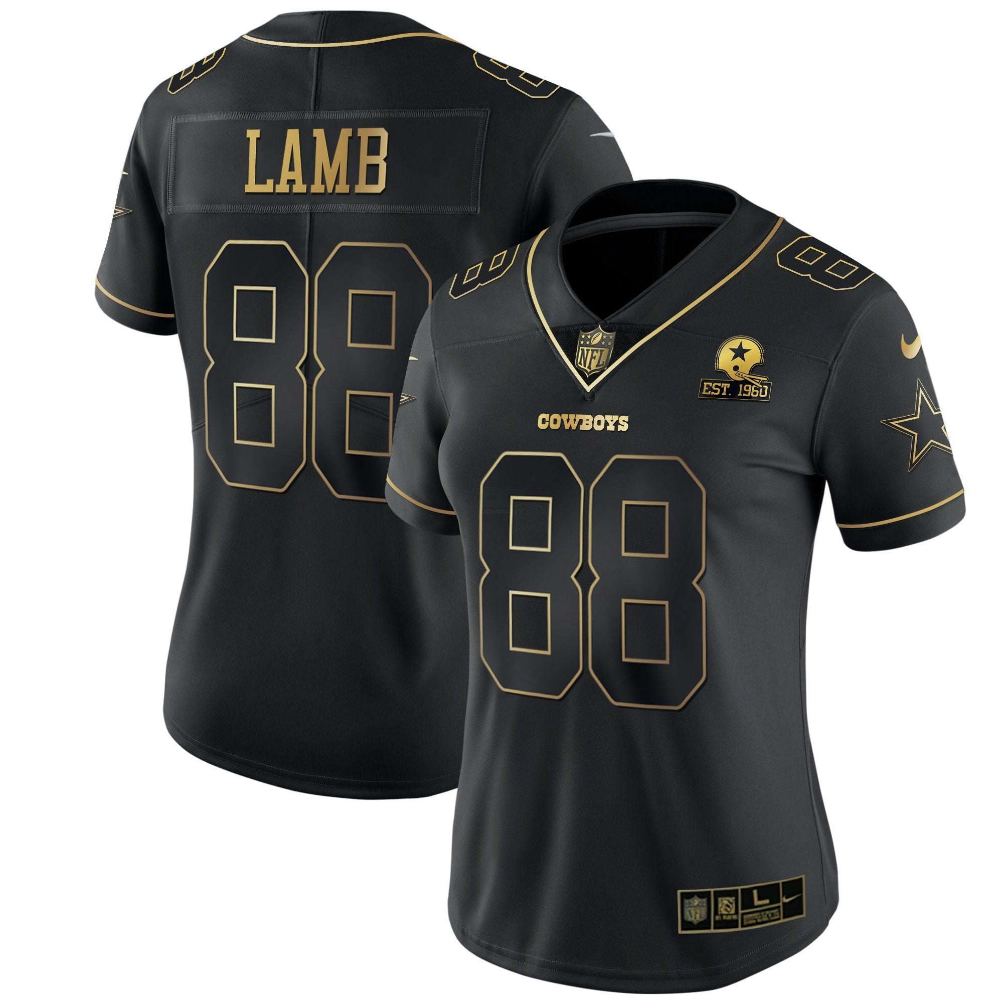 Camisa NFL Women’s Preta Dourada & Branca Dourada