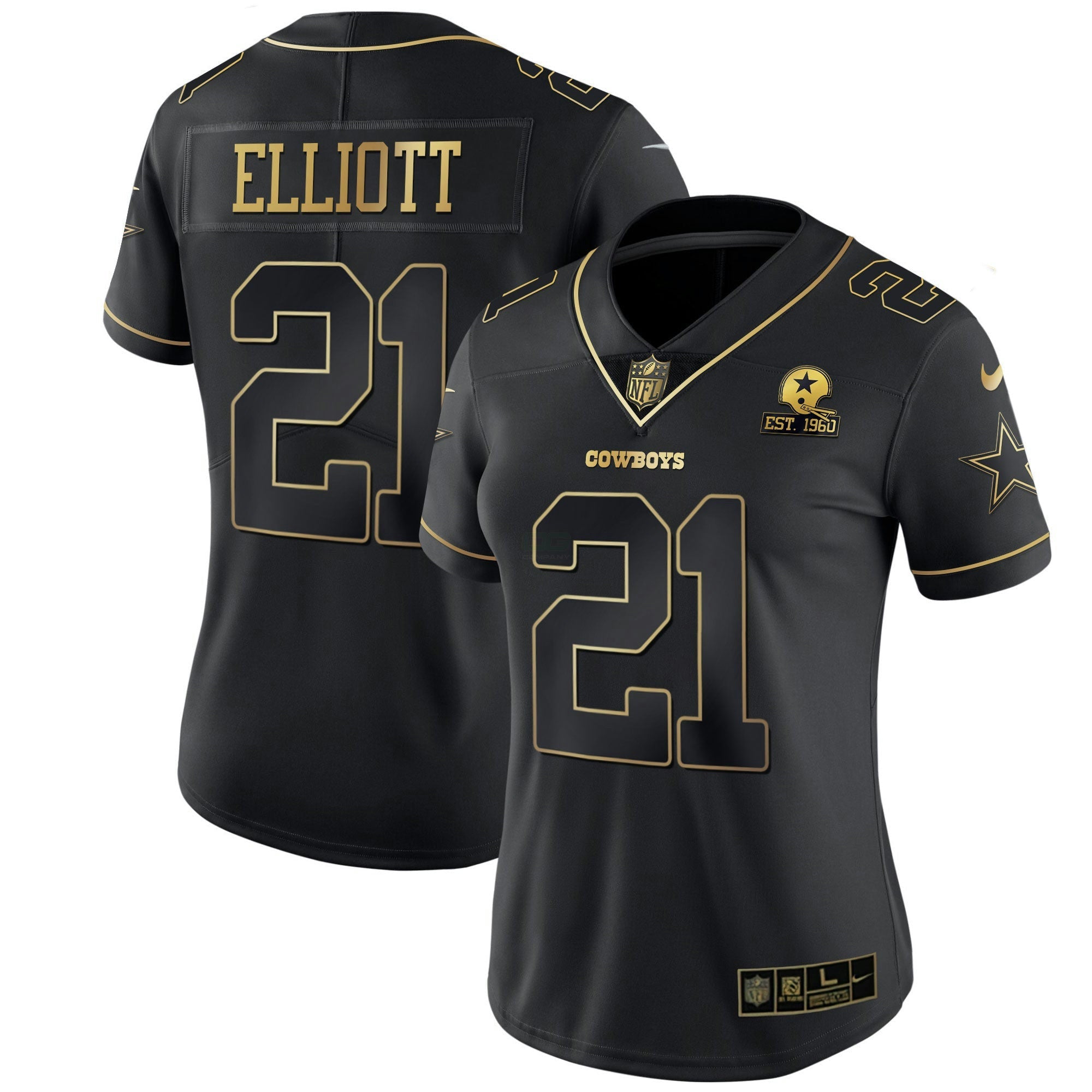 Camisa NFL Women’s Preta Dourada & Branca Dourada