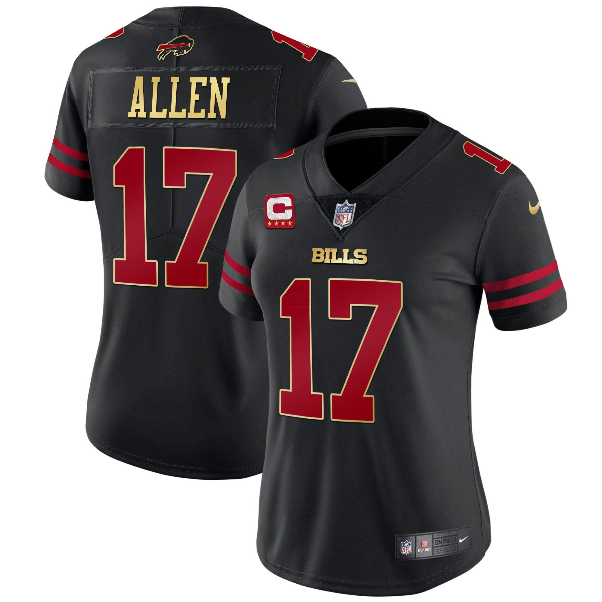 Camisa NFL Women’s Preta Vermelha Vapor Jersey