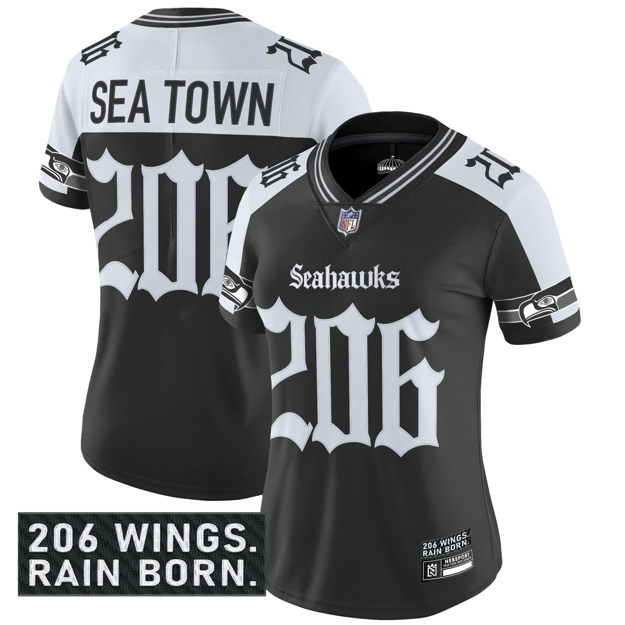 Camisa NFL Women’s Seattle ‘Gothic Rain City Shadows Edition’ Vapor Limited Jersey