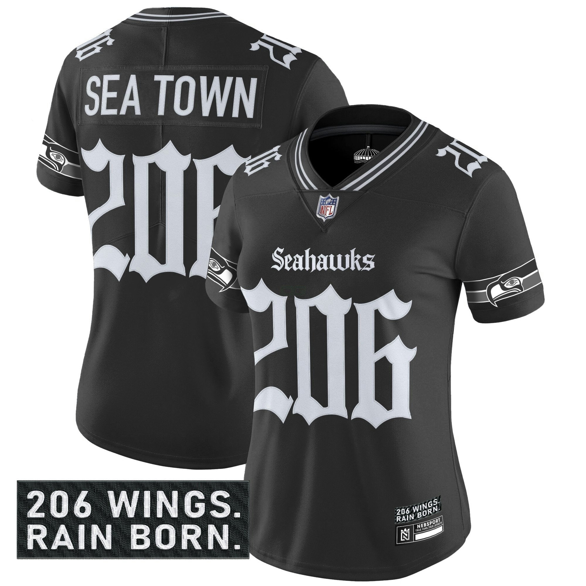 Camisa NFL Women’s Seattle ‘Gothic Rain City Shadows Edition’ Vapor Limited Jersey