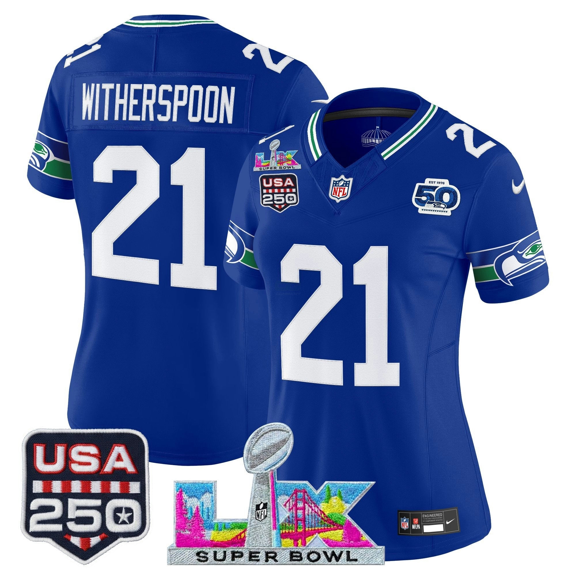 Camisa NFL Women’s Seattle “Super Bowl LX & United States 250th Anniversary Patch” Vapor Limited Jersey