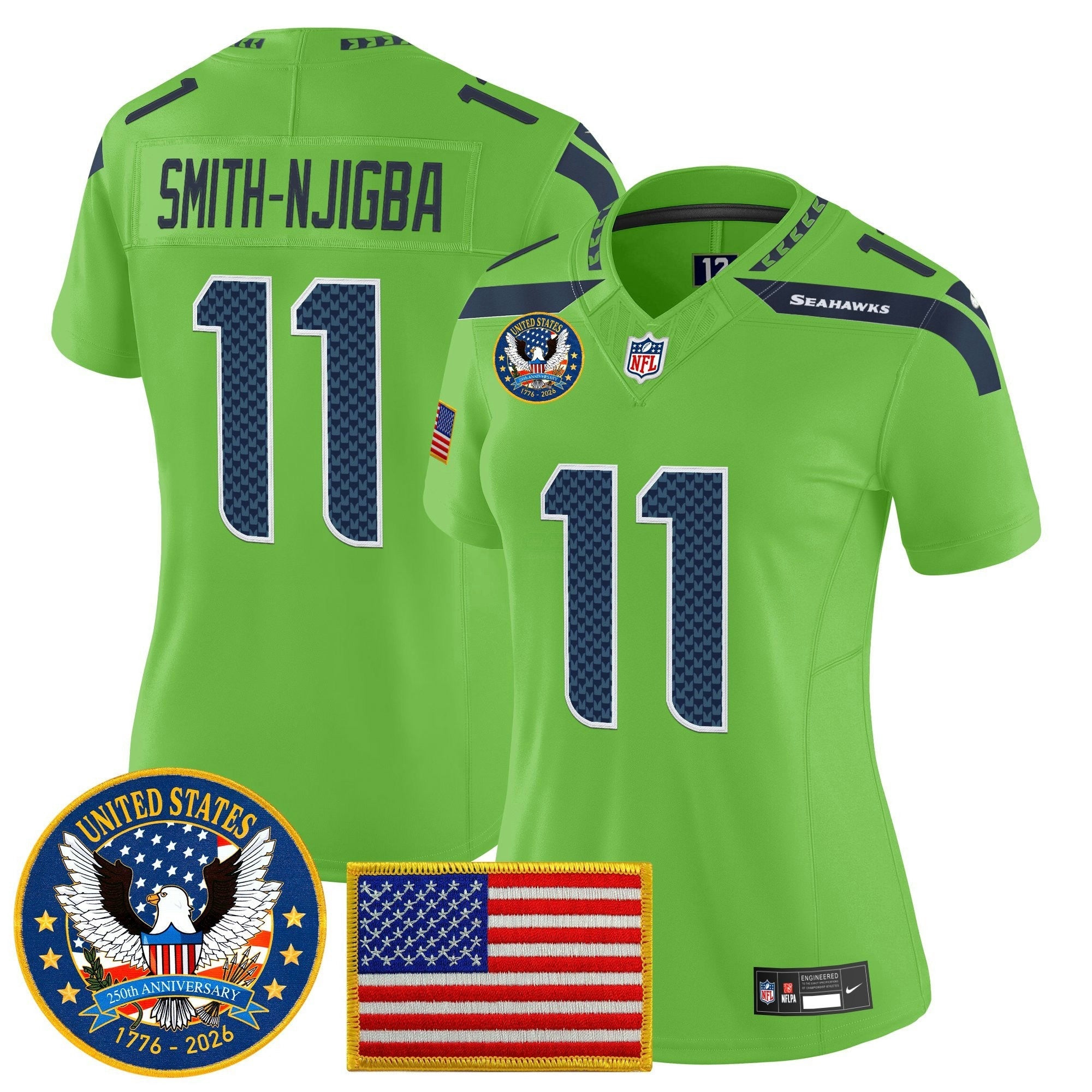 Camisa NFL Women’s Seattle “United States 250th Anniversary Patch” Vapor Limited Jersey