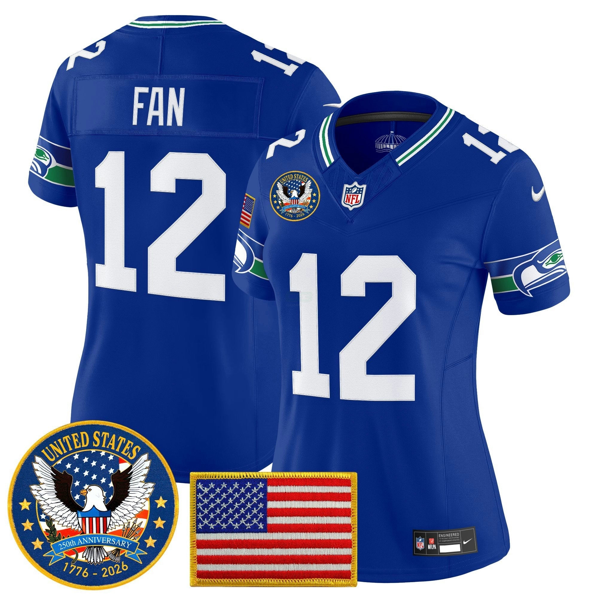 Camisa NFL Women’s Seattle “United States 250th Anniversary Patch” Vapor Limited Jersey
