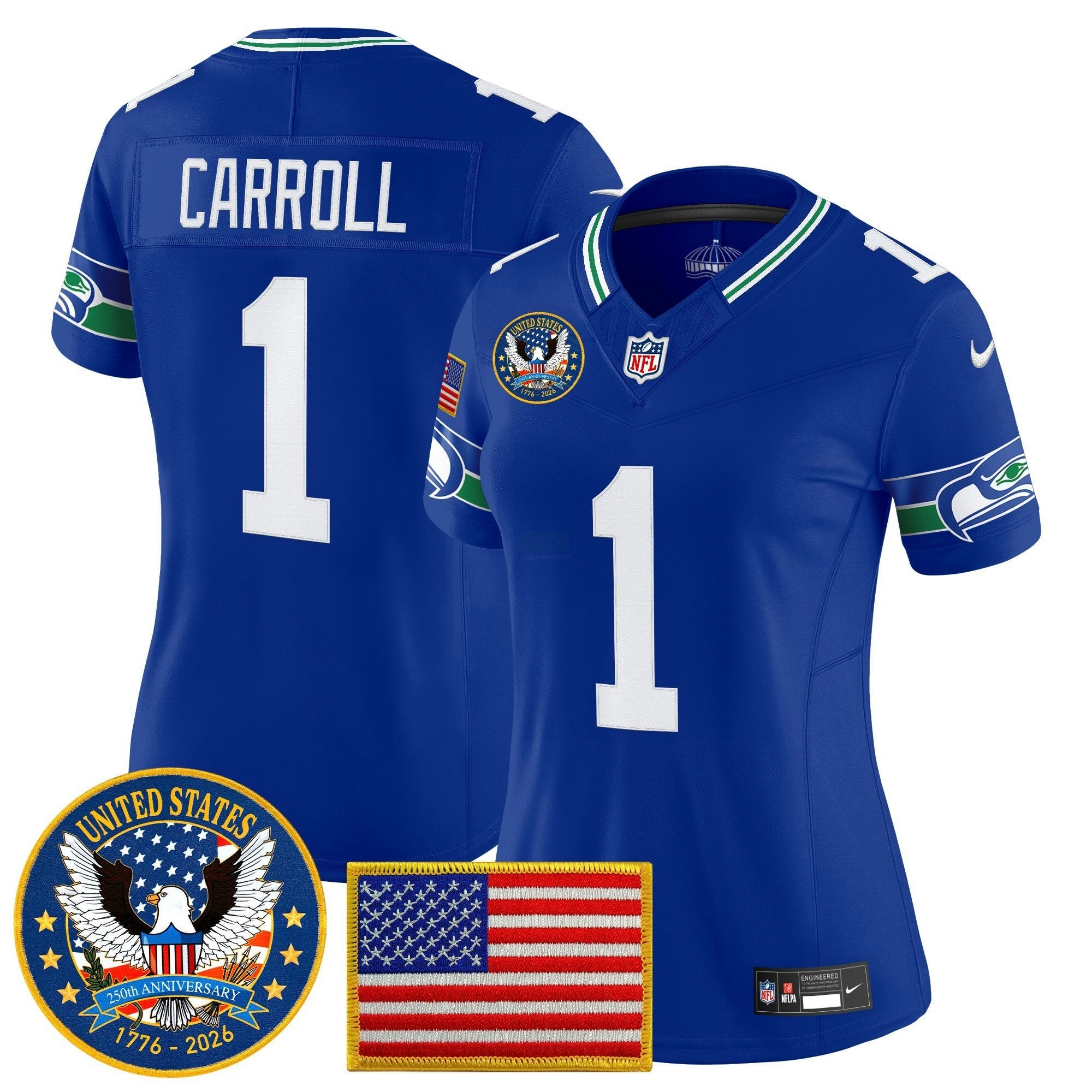 Camisa NFL Women’s Seattle “United States 250th Anniversary Patch” Vapor Limited Jersey