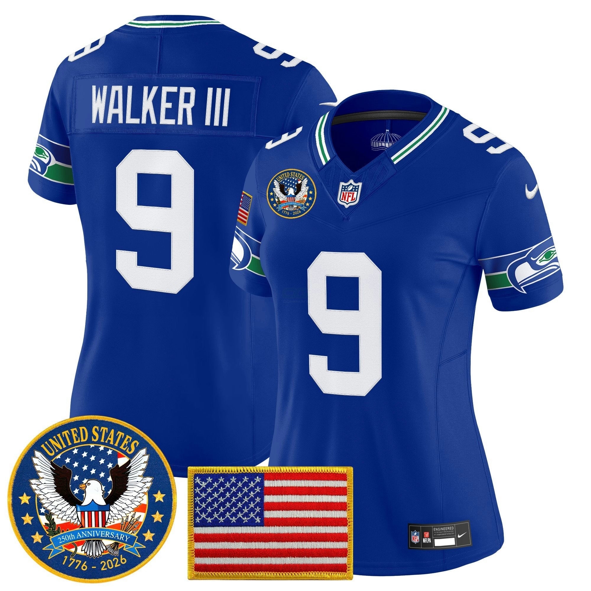 Camisa NFL Women’s Seattle “United States 250th Anniversary Patch” Vapor Limited Jersey