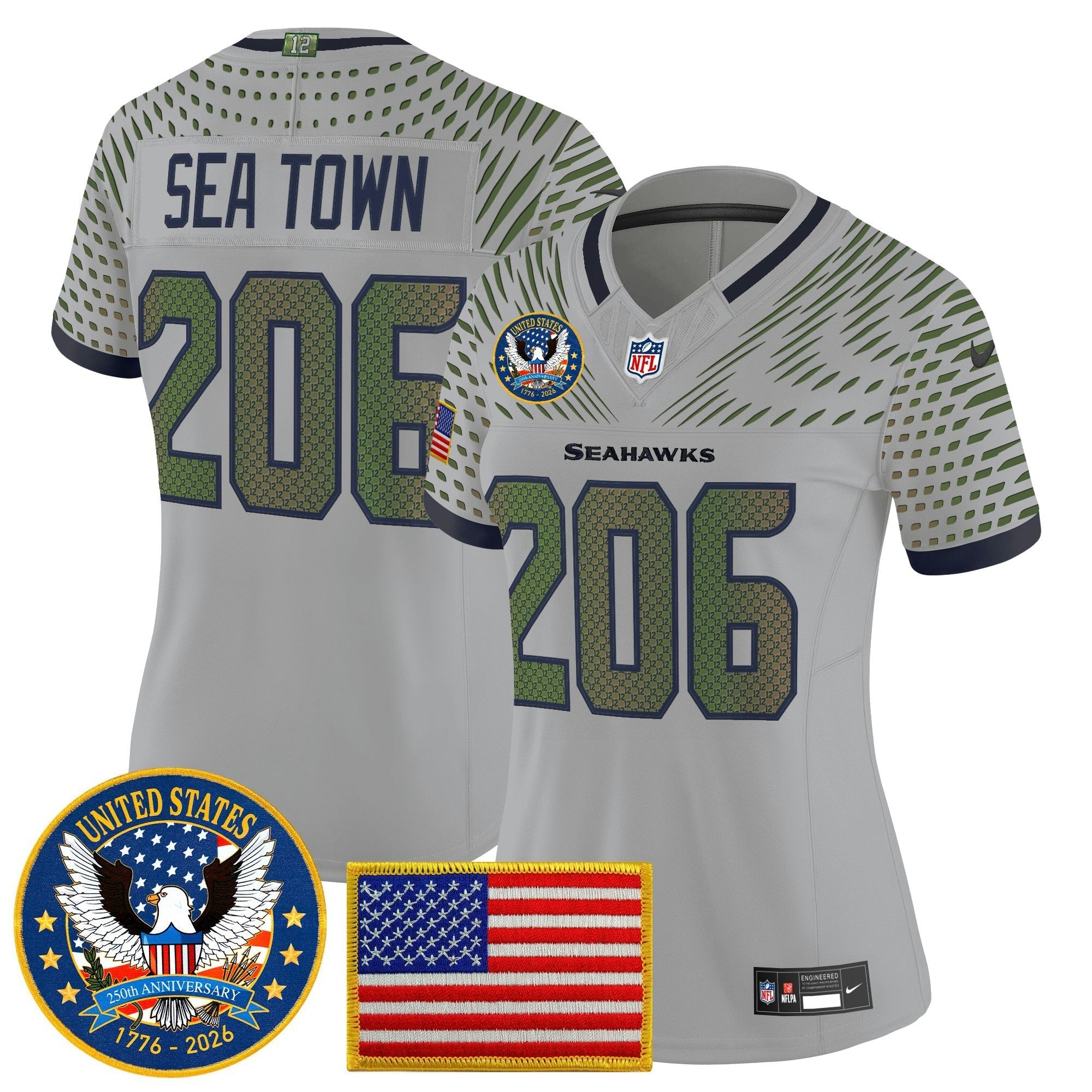 Camisa NFL Women’s Seattle “United States 250th Anniversary Patch” Vapor Limited Jersey
