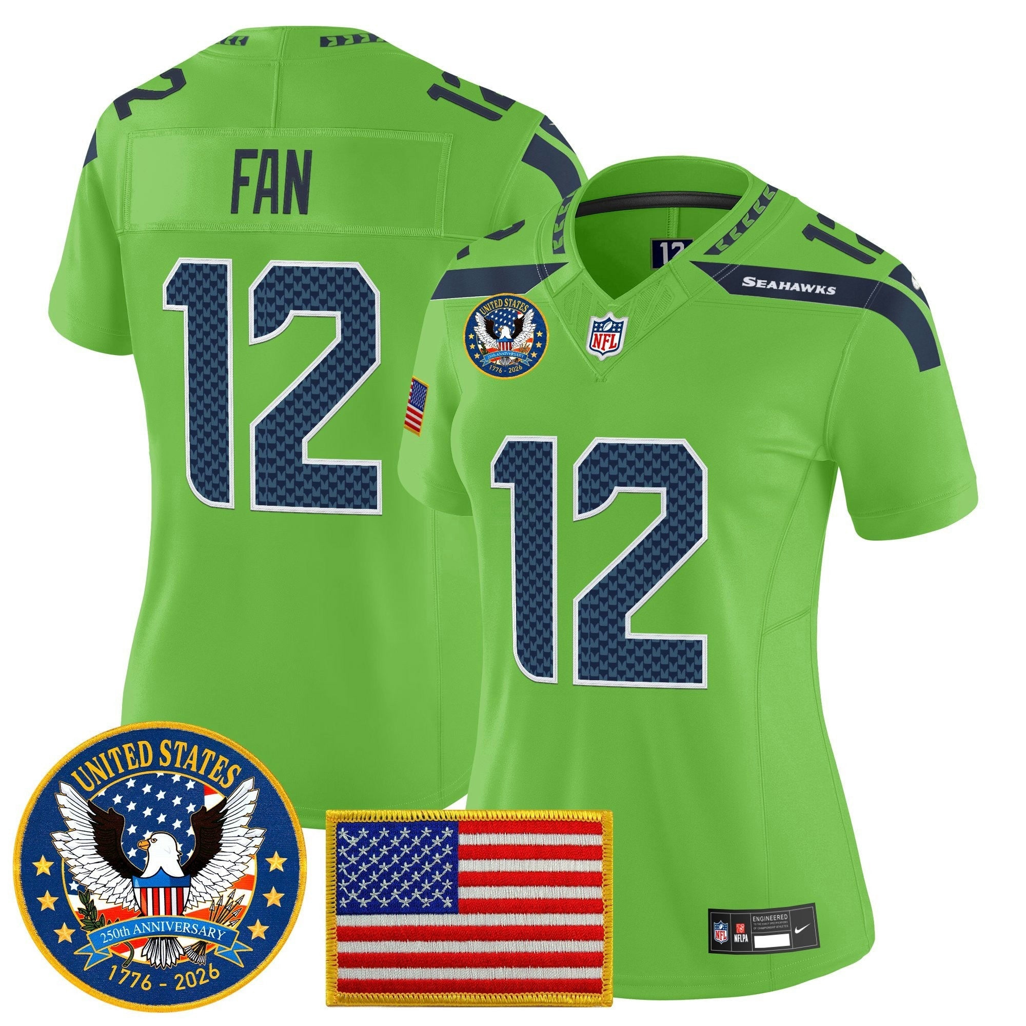 Camisa NFL Women’s Seattle “United States 250th Anniversary Patch” Vapor Limited Jersey