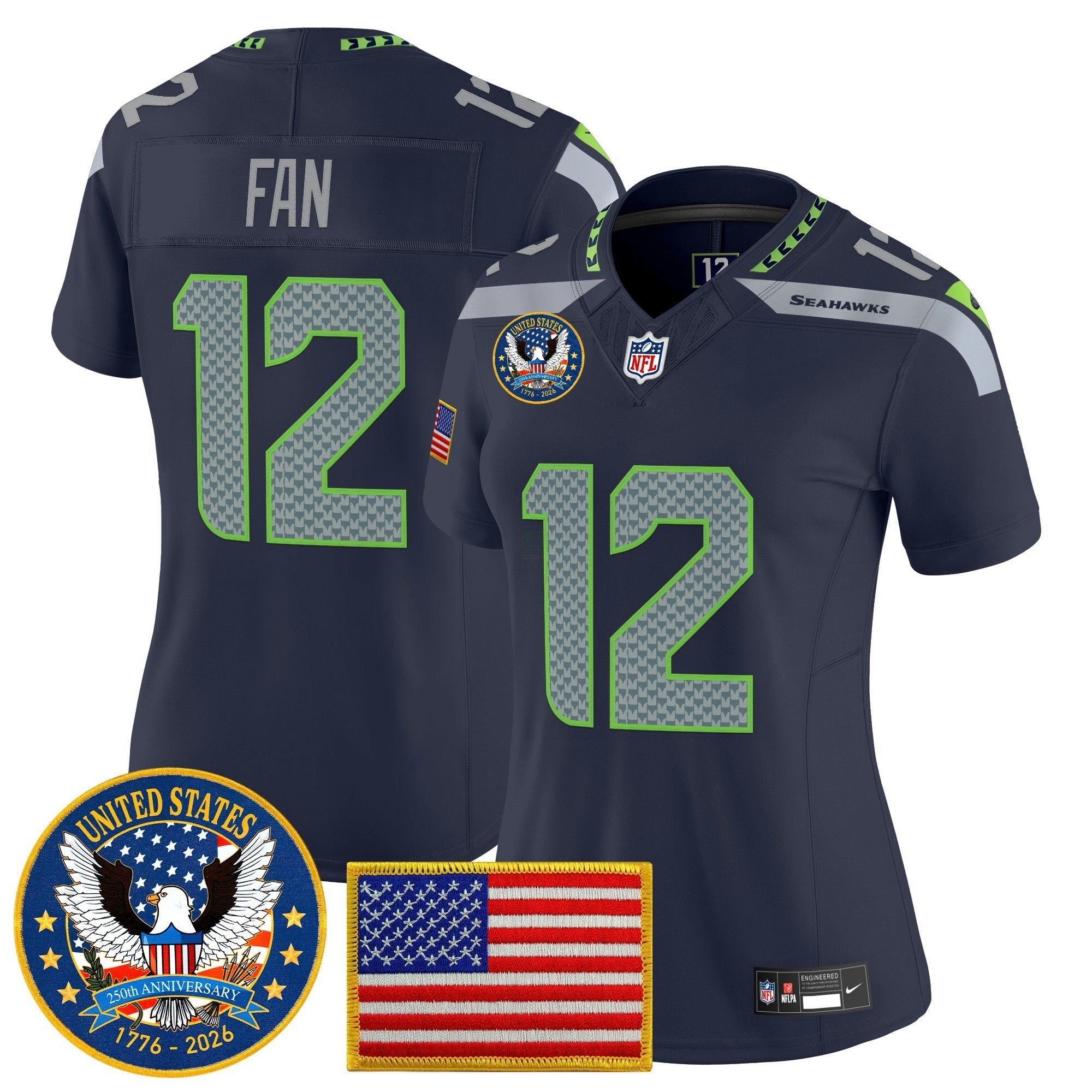 Camisa NFL Women’s Seattle “United States 250th Anniversary Patch” Vapor Limited Jersey