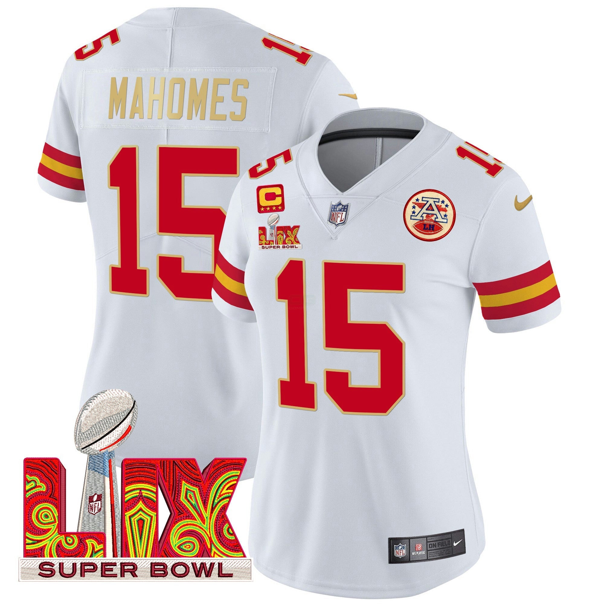 Camisa NFL Women’s Super Bowl LIX Patch Dourada Trim Vapor Limited Jersey