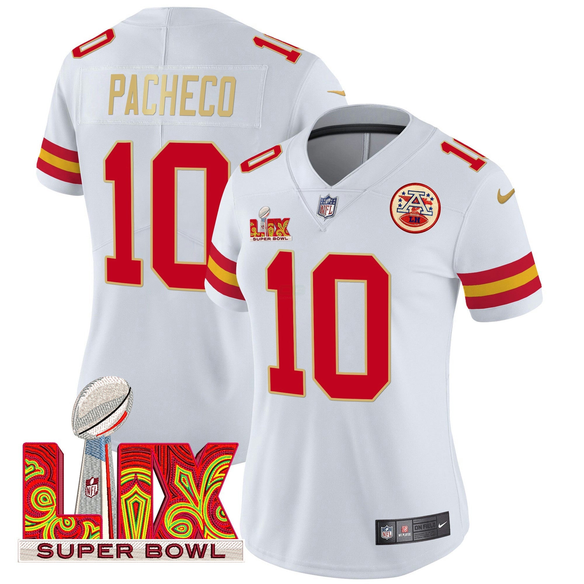 Camisa NFL Women’s Super Bowl LIX Patch Dourada Trim Vapor Limited Jersey