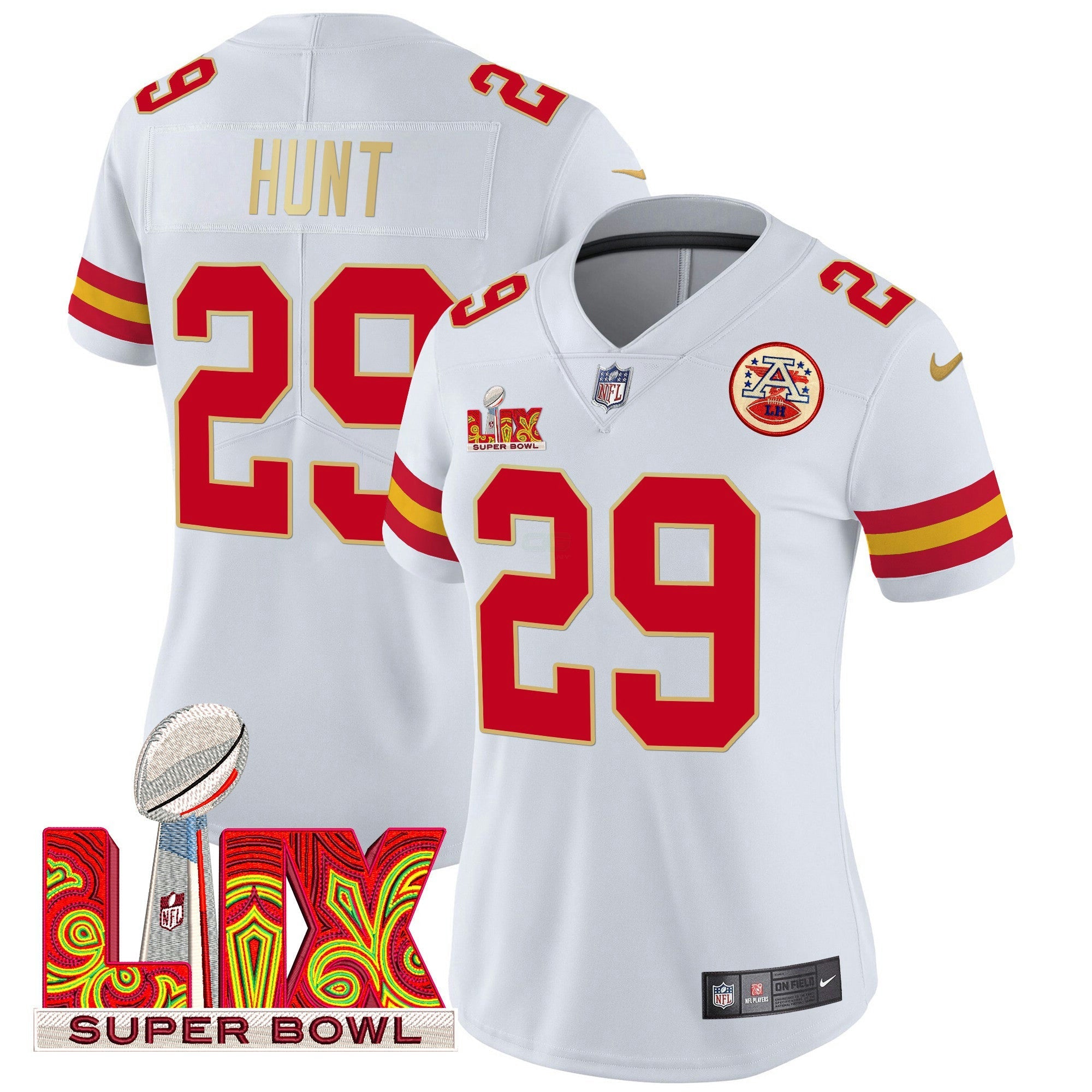 Camisa NFL Women’s Super Bowl LIX Patch Dourada Trim Vapor Limited Jersey