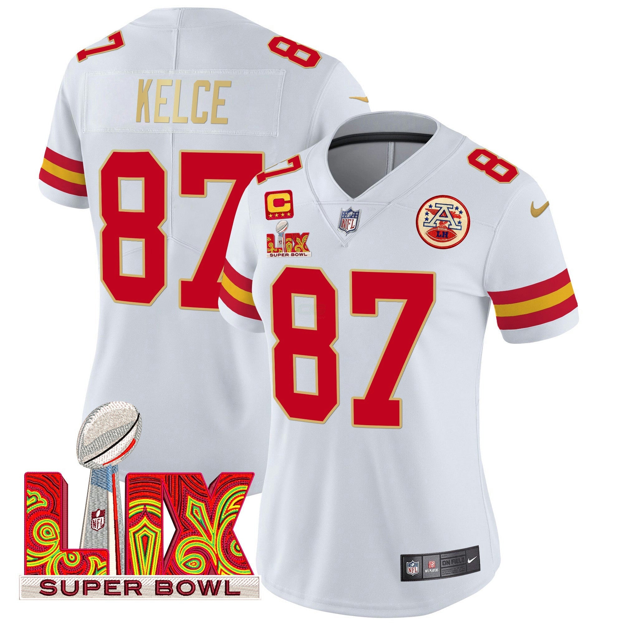 Camisa NFL Women’s Super Bowl LIX Patch Dourada Trim Vapor Limited Jersey