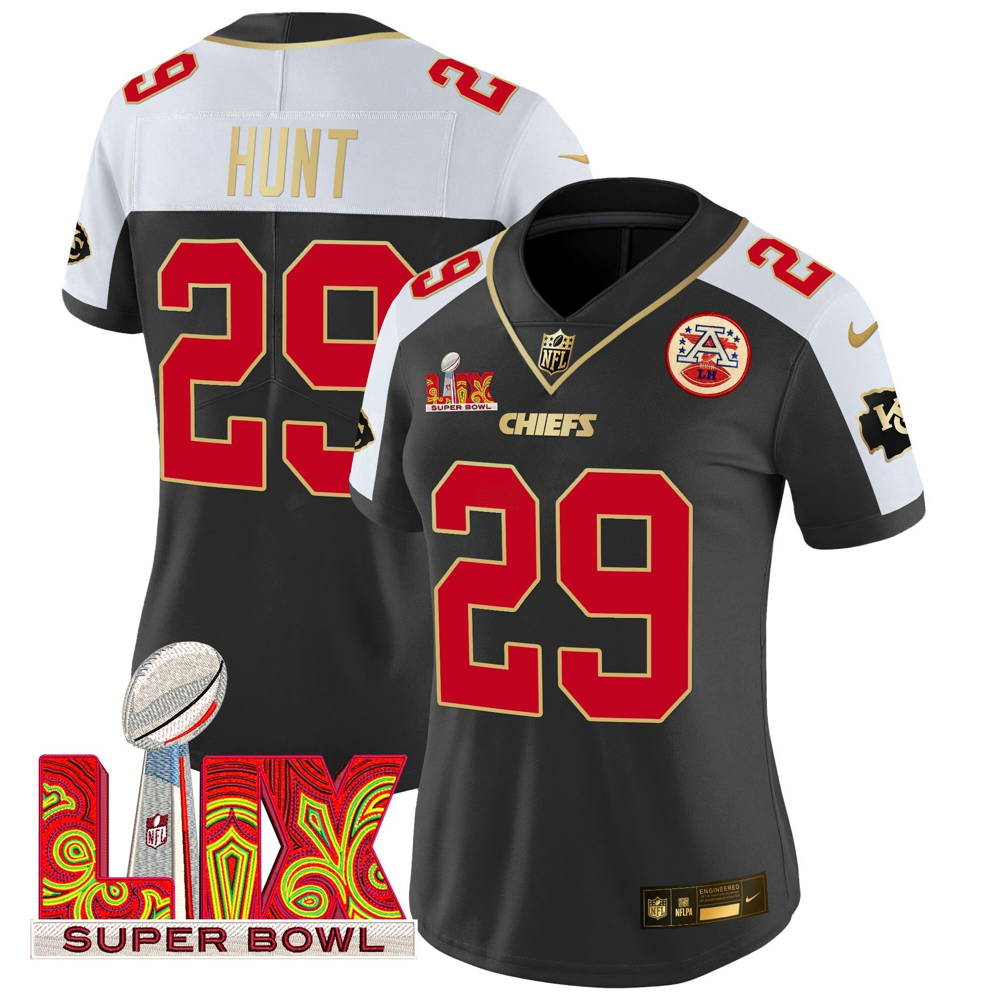 Camisa NFL Women’s Super Bowl LIX Patch Dourada Trim Vapor Limited Jersey