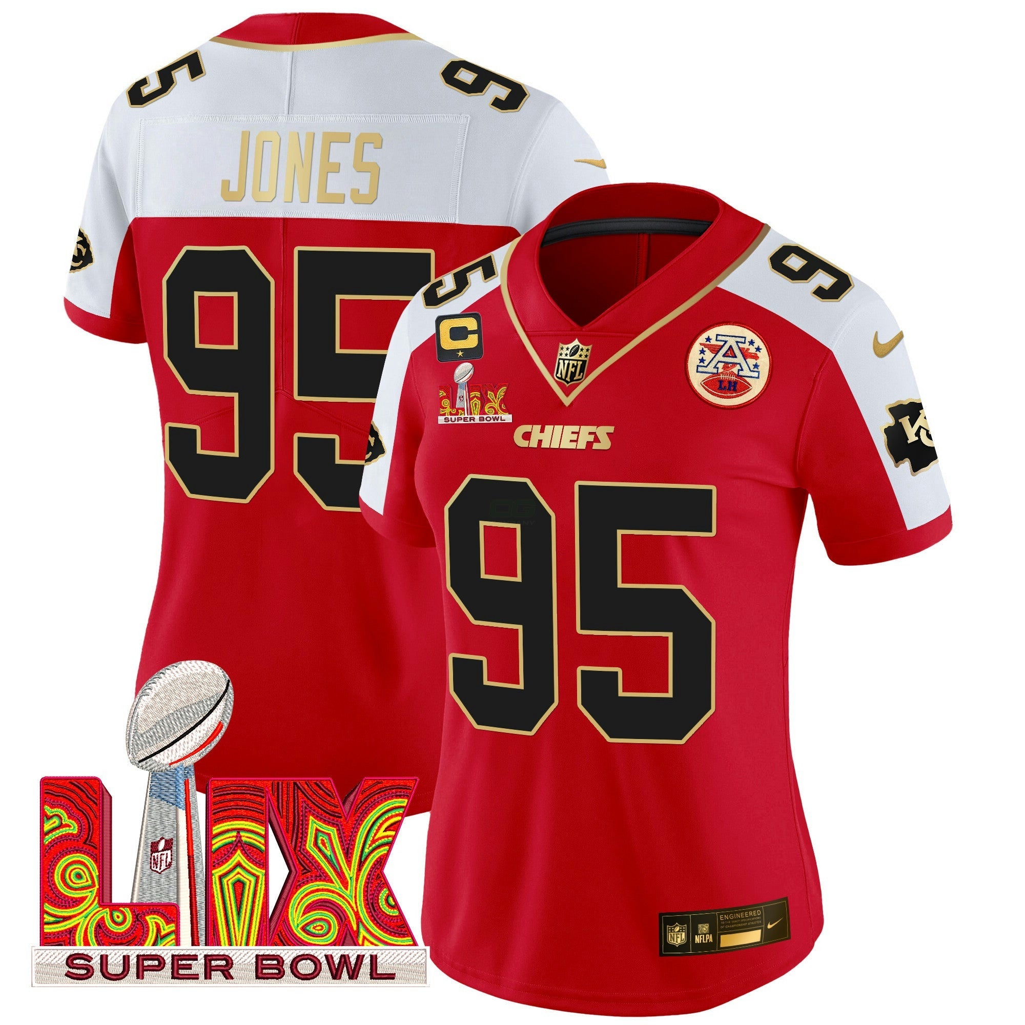 Camisa NFL Women’s Super Bowl LIX Patch Dourada Trim Vapor Limited Jersey