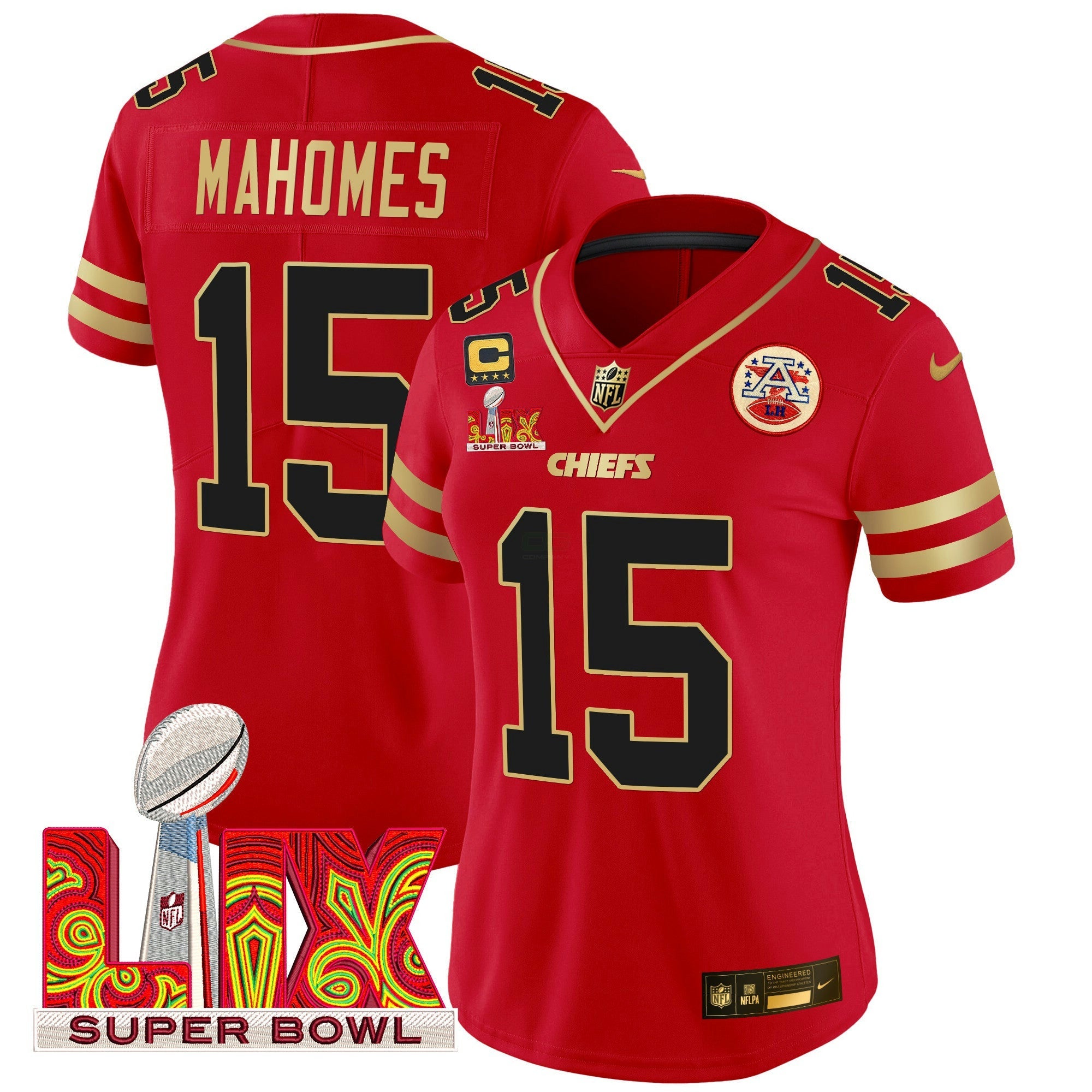 Camisa NFL Women’s Super Bowl LIX Patch Dourada Trim Vapor Limited Jersey