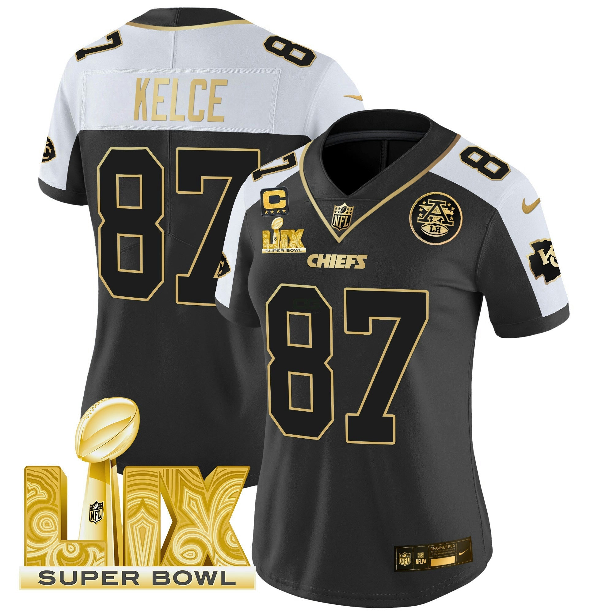 Camisa NFL Women’s Super Bowl LIX Patch Dourada Vapor Limited Jersey