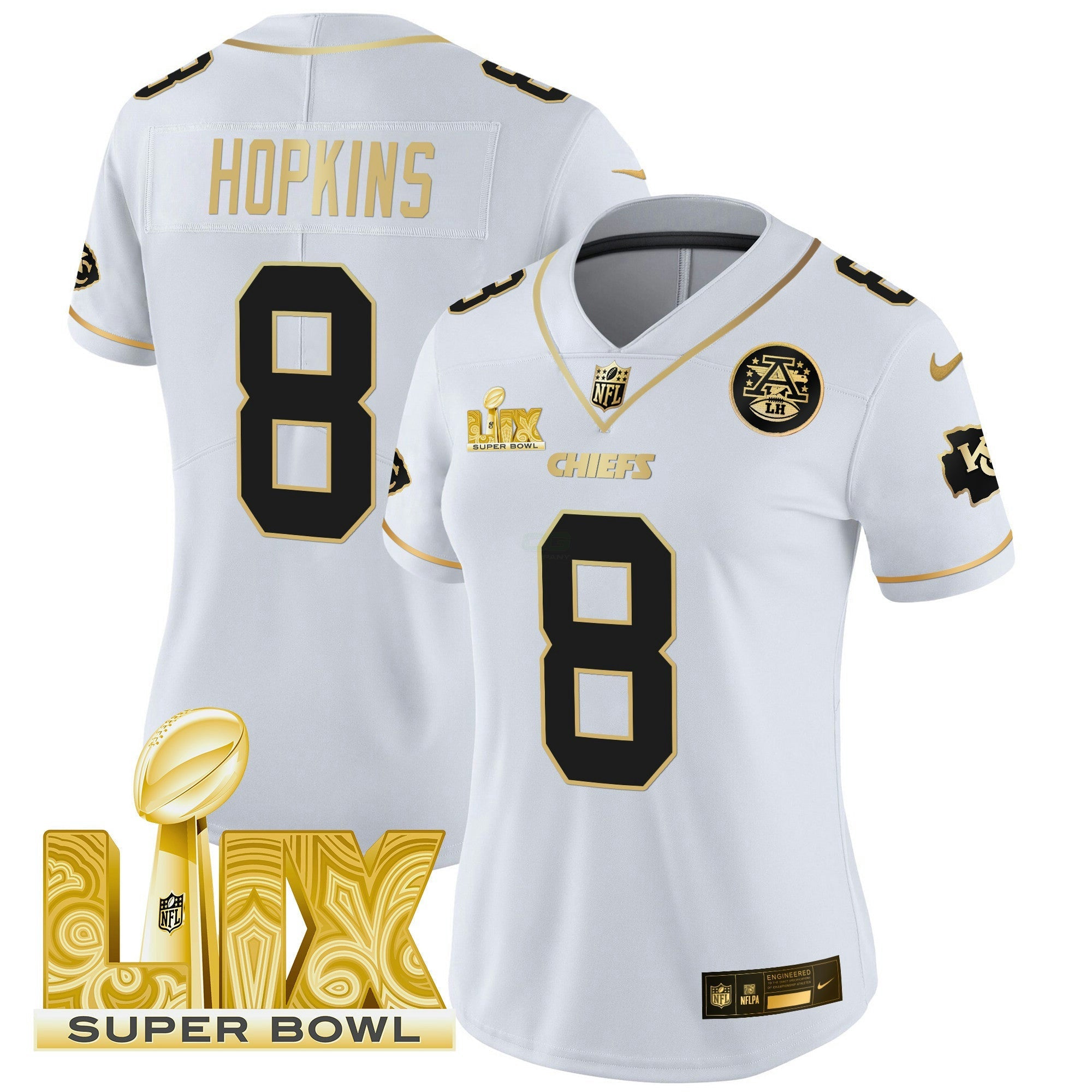 Camisa NFL Women’s Super Bowl LIX Patch Dourada Vapor Limited Jersey