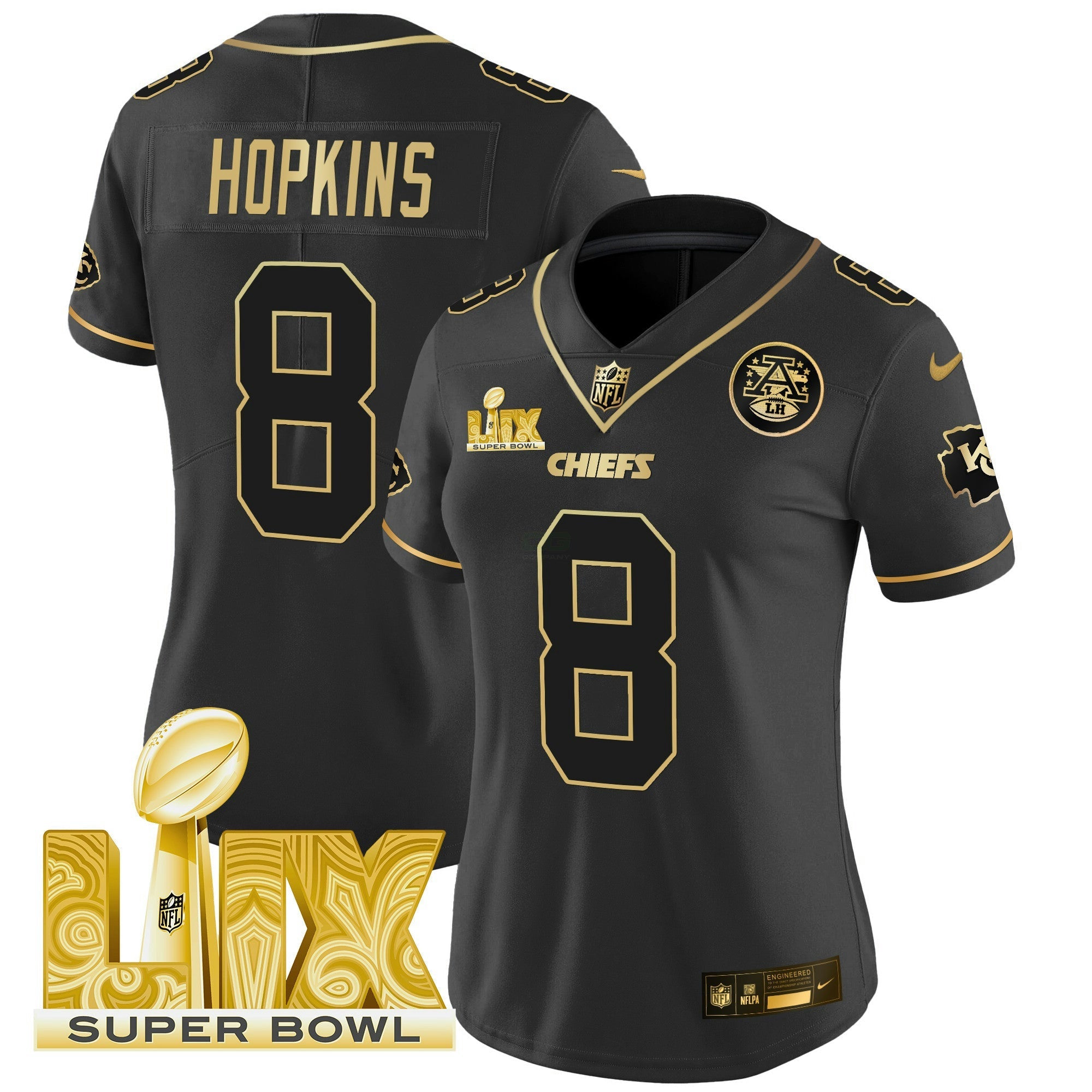 Camisa NFL Women’s Super Bowl LIX Patch Dourada Vapor Limited Jersey