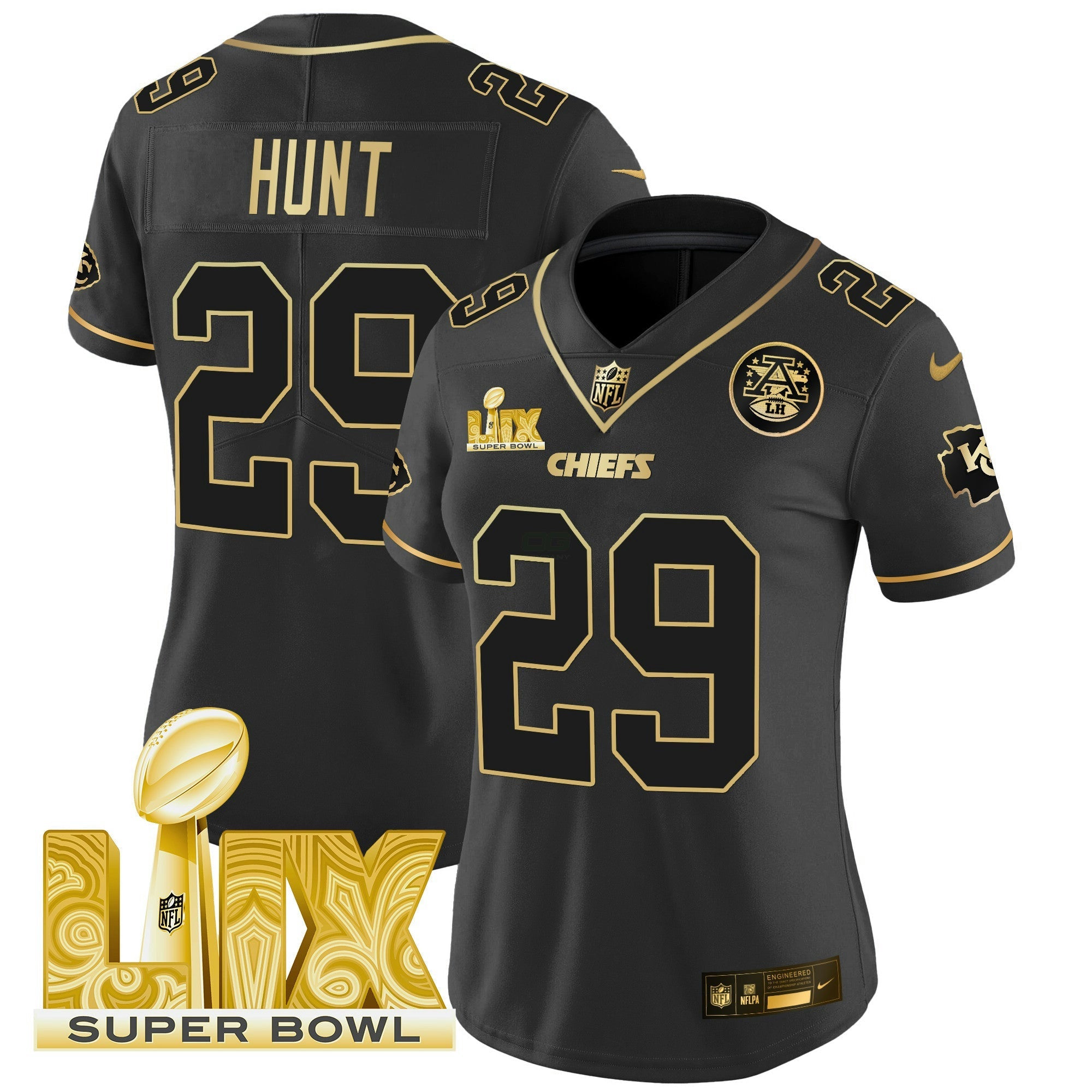 Camisa NFL Women’s Super Bowl LIX Patch Dourada Vapor Limited Jersey