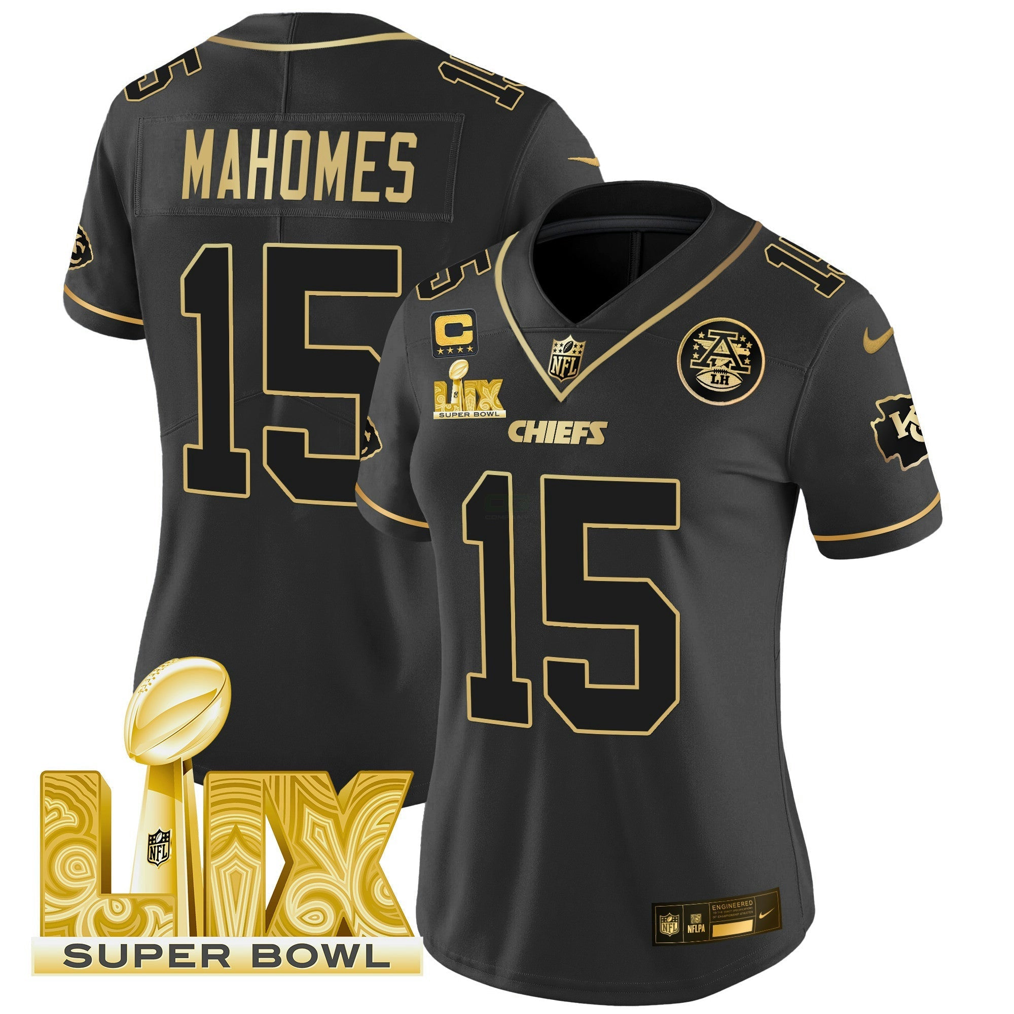 Camisa NFL Women’s Super Bowl LIX Patch Dourada Vapor Limited Jersey