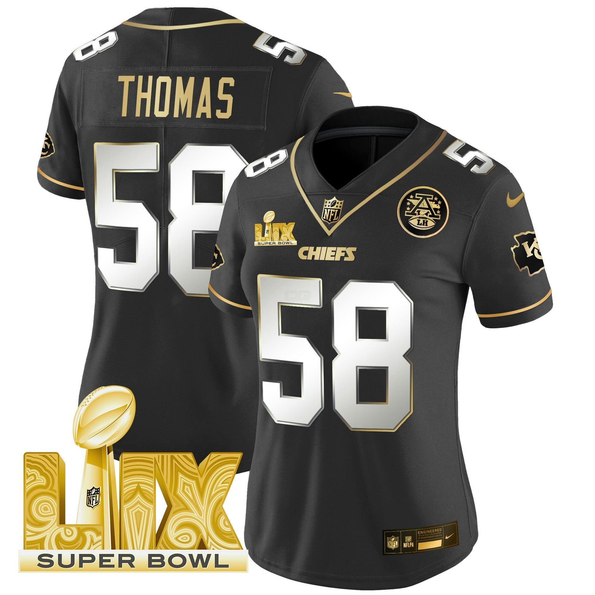 Camisa NFL Women’s Super Bowl LIX Patch Dourada Vapor Limited Jersey