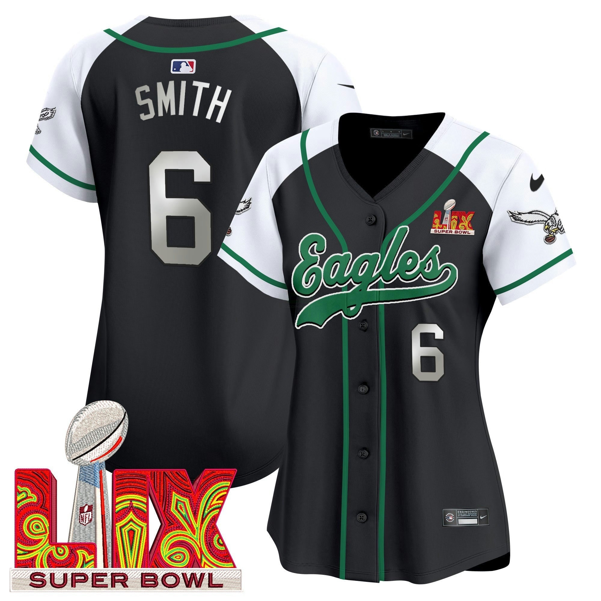 Camisa NFL Women’s Super Bowl LIX Patch Kelly Green Vapor Jersey