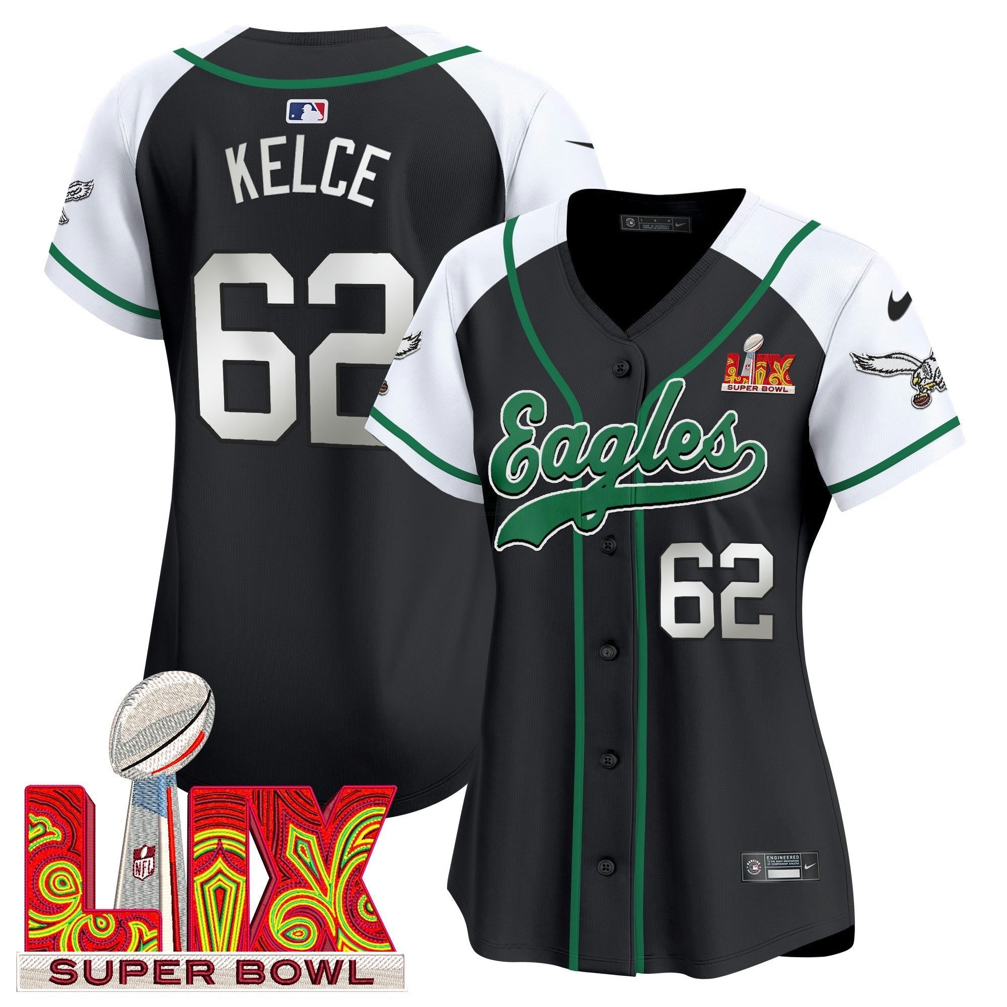 Camisa NFL Women’s Super Bowl LIX Patch Kelly Green Vapor Jersey
