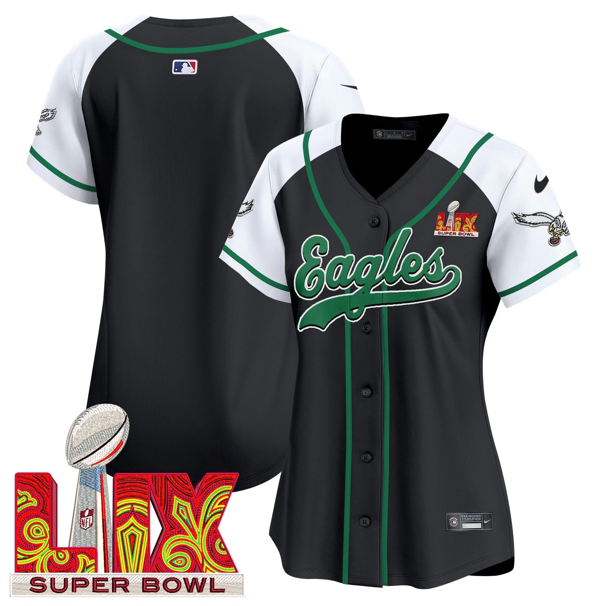 Camisa NFL Women’s Super Bowl LIX Patch Kelly Green Vapor Jersey
