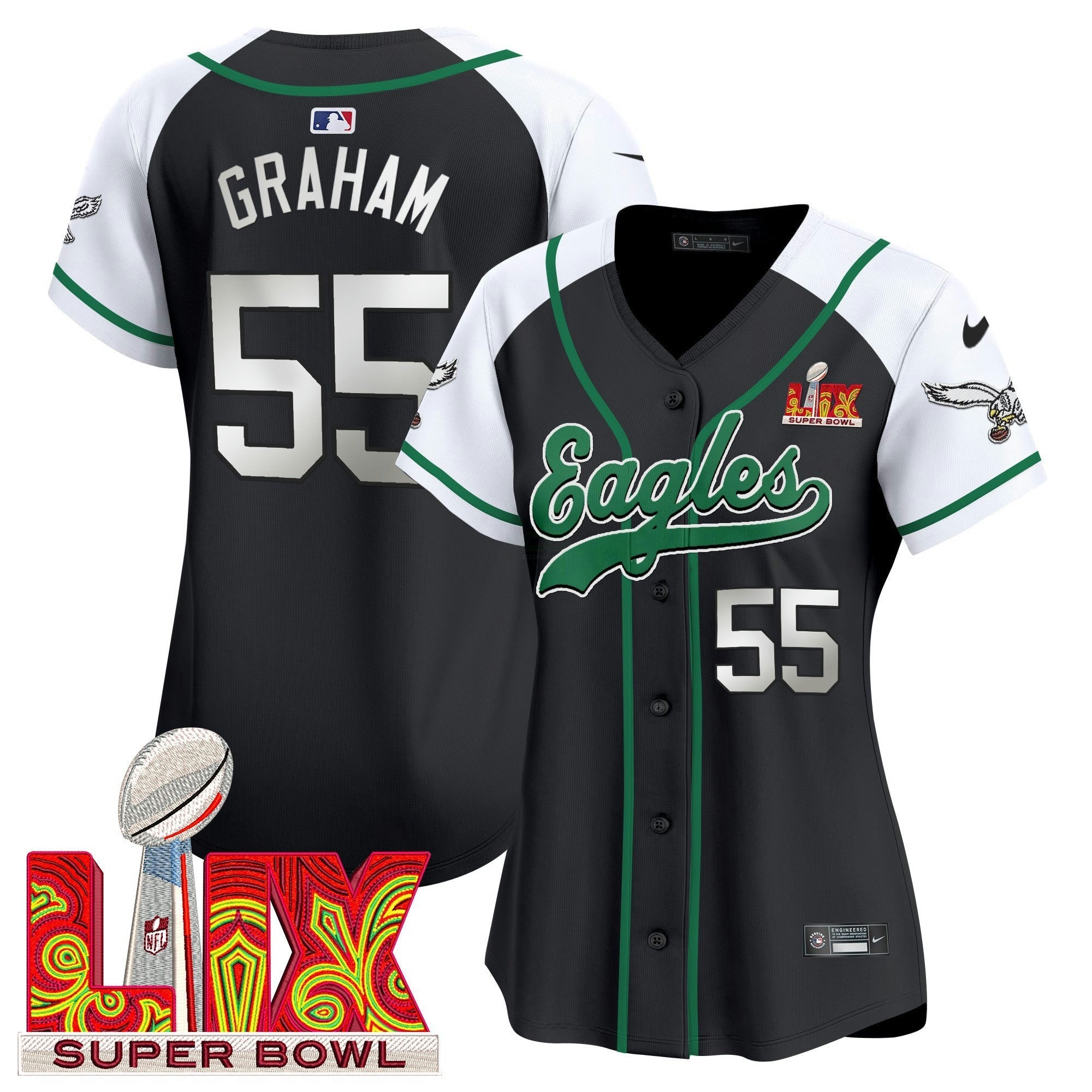 Camisa NFL Women’s Super Bowl LIX Patch Kelly Green Vapor Jersey