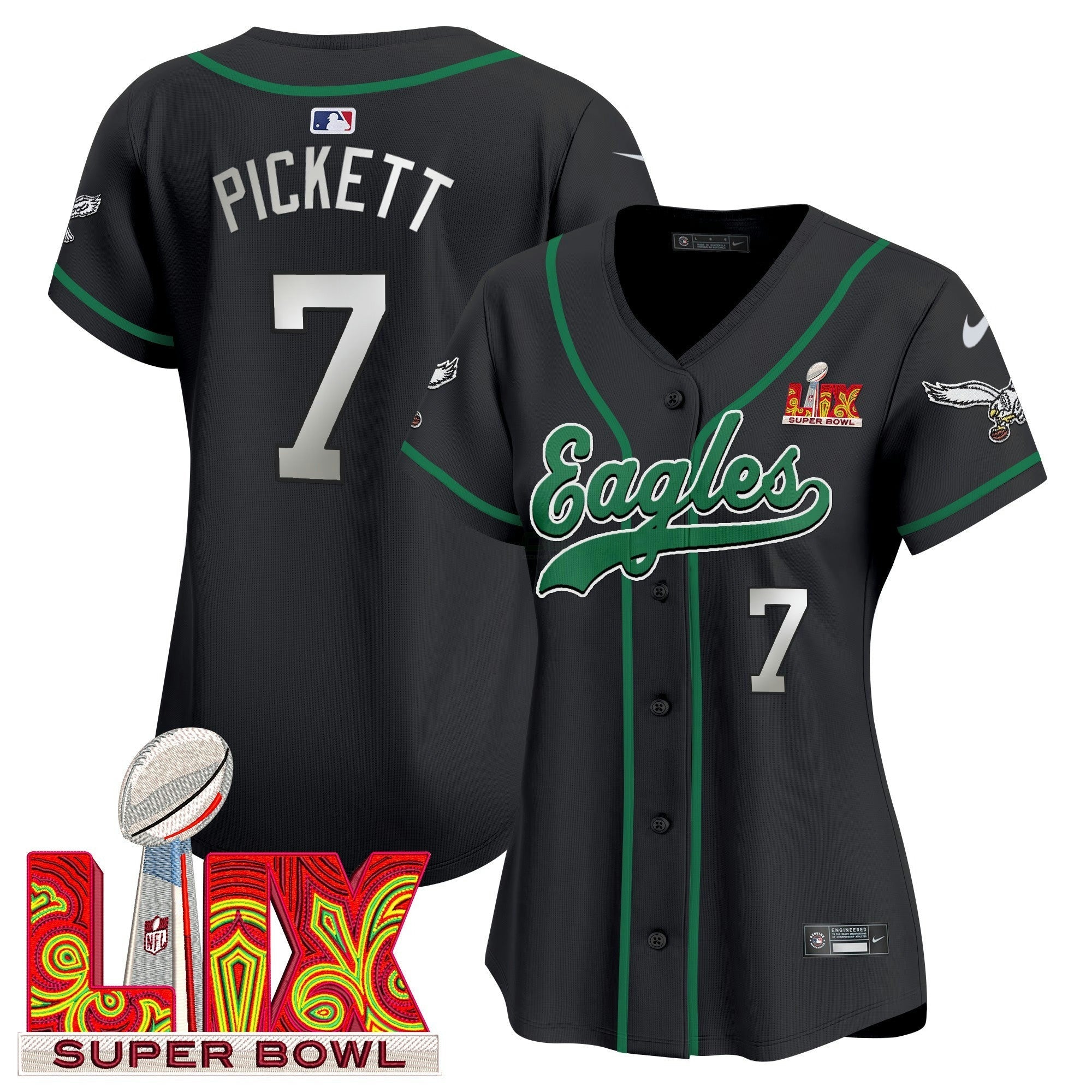 Camisa NFL Women’s Super Bowl LIX Patch Kelly Green Vapor Jersey