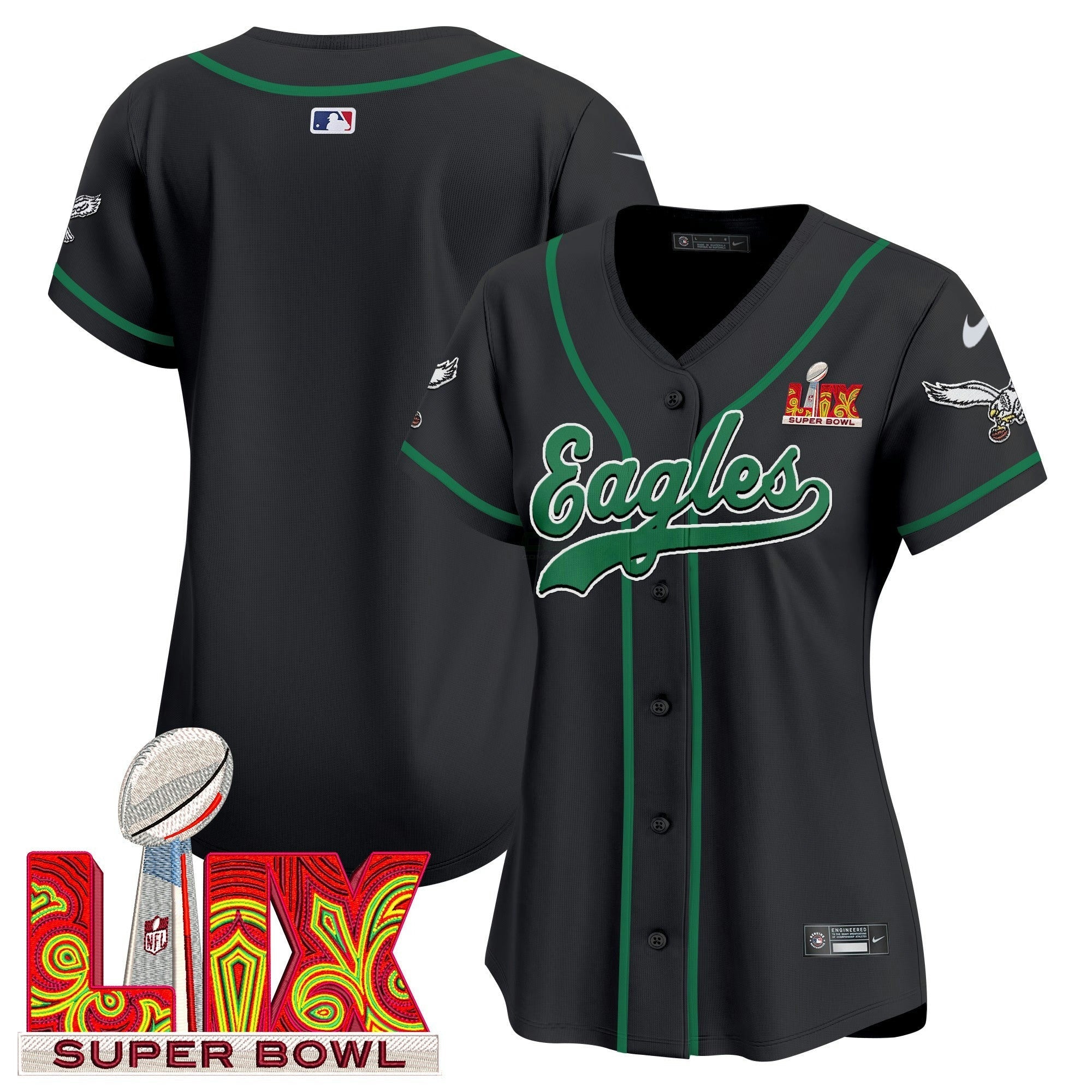 Camisa NFL Women’s Super Bowl LIX Patch Kelly Green Vapor Jersey