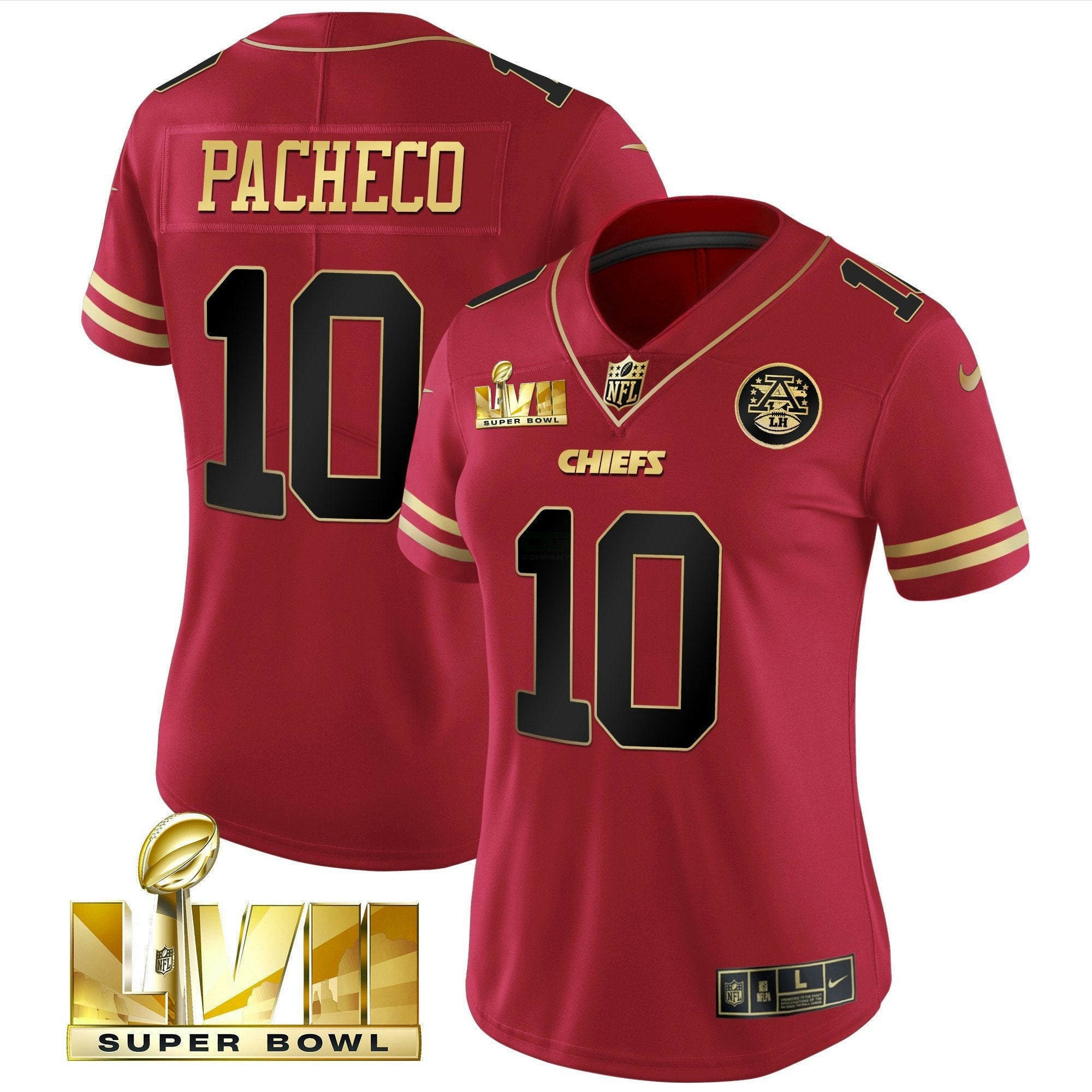 Camisa NFL Women’s Super Bowl LVII Vermelha Dourada Vapor Jersey